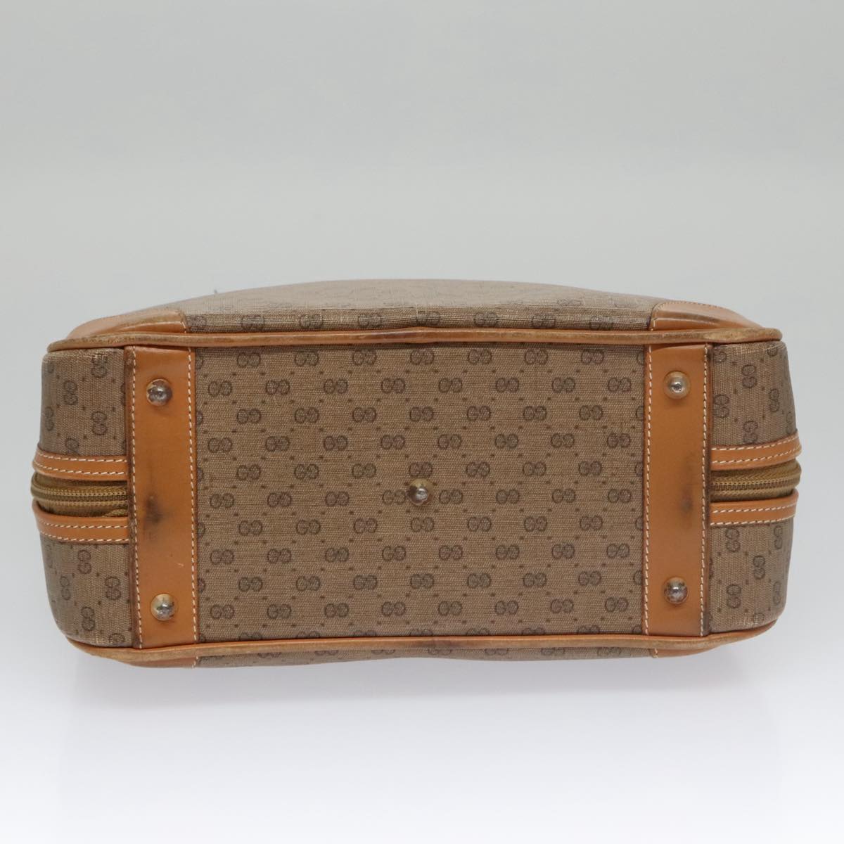 GUCCI Micro GG Supreme Hand Bag PVC Leather Beige Gold Auth ep6917