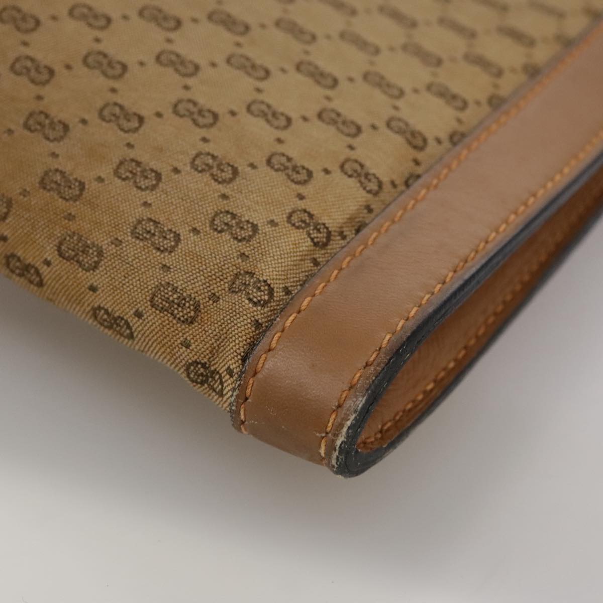 GUCCI Micro GG Canvas Clutch Bag Beige Auth ep6918