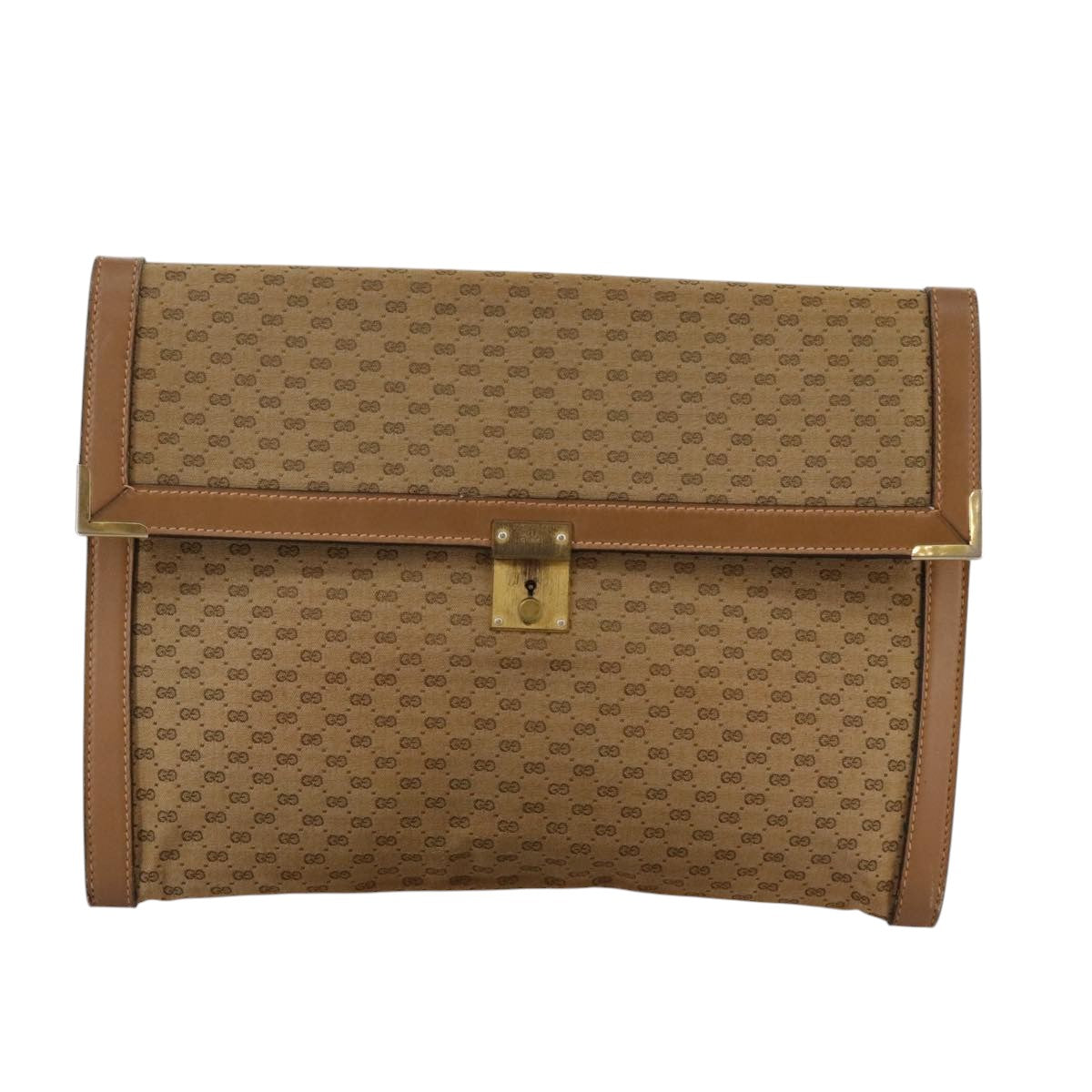 GUCCI Micro GG Canvas Clutch Bag Beige Auth ep6918