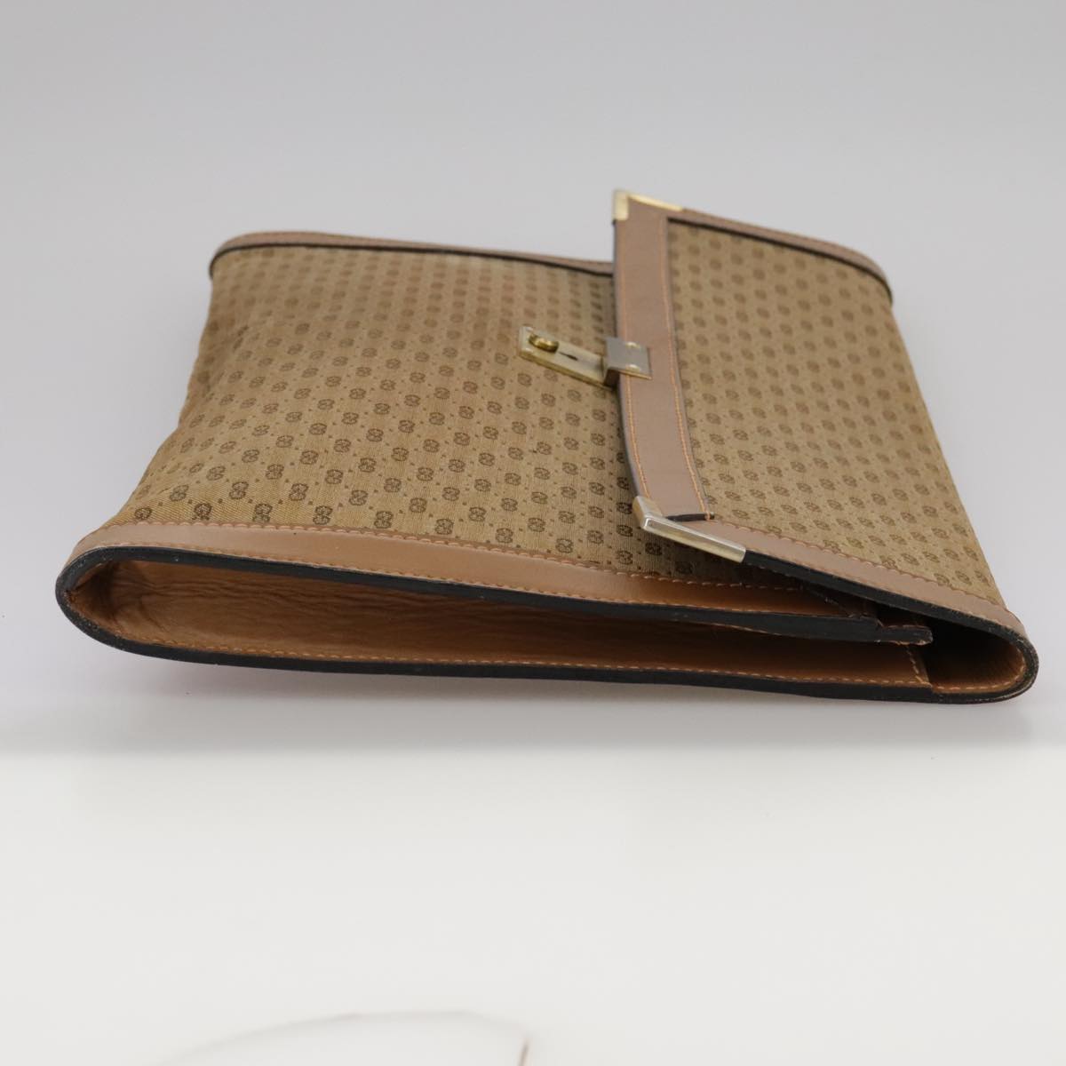 GUCCI Micro GG Canvas Clutch Bag Beige Auth ep6918