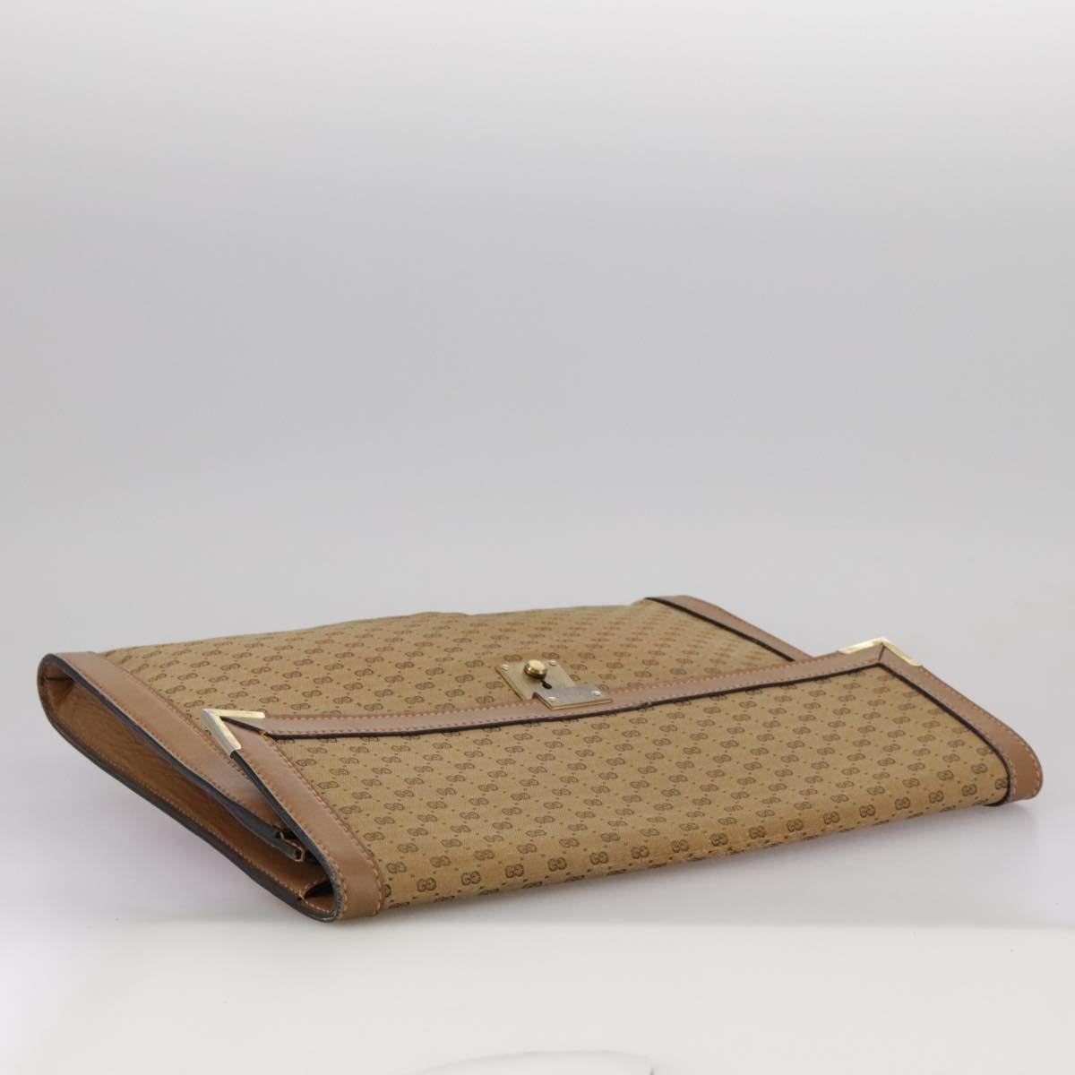 GUCCI Micro GG Canvas Clutch Bag Beige Auth ep6918