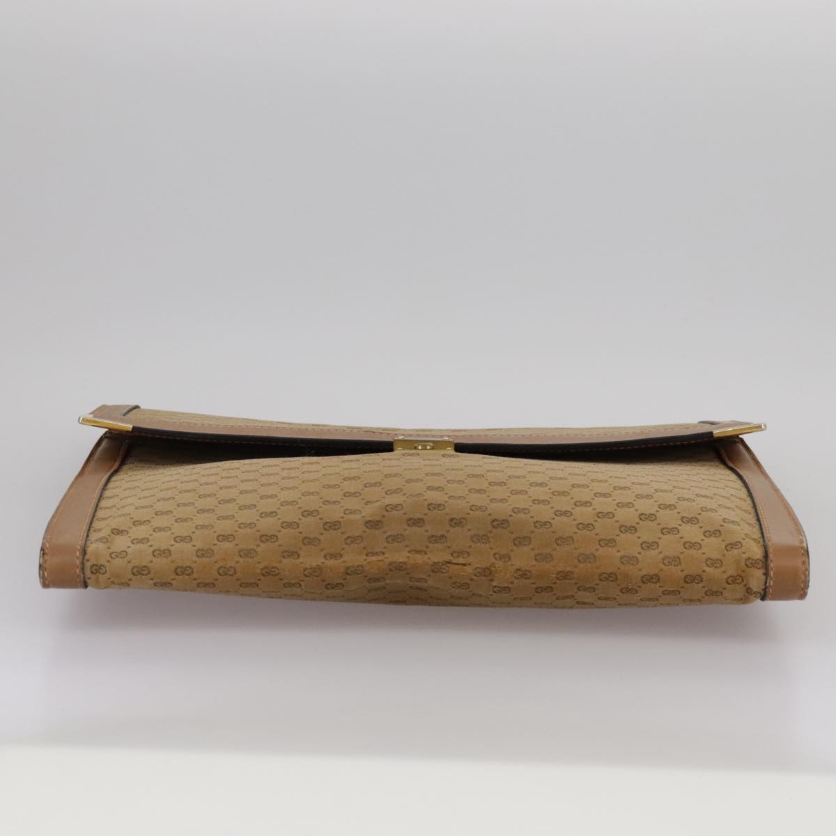 GUCCI Micro GG Canvas Clutch Bag Beige Auth ep6918