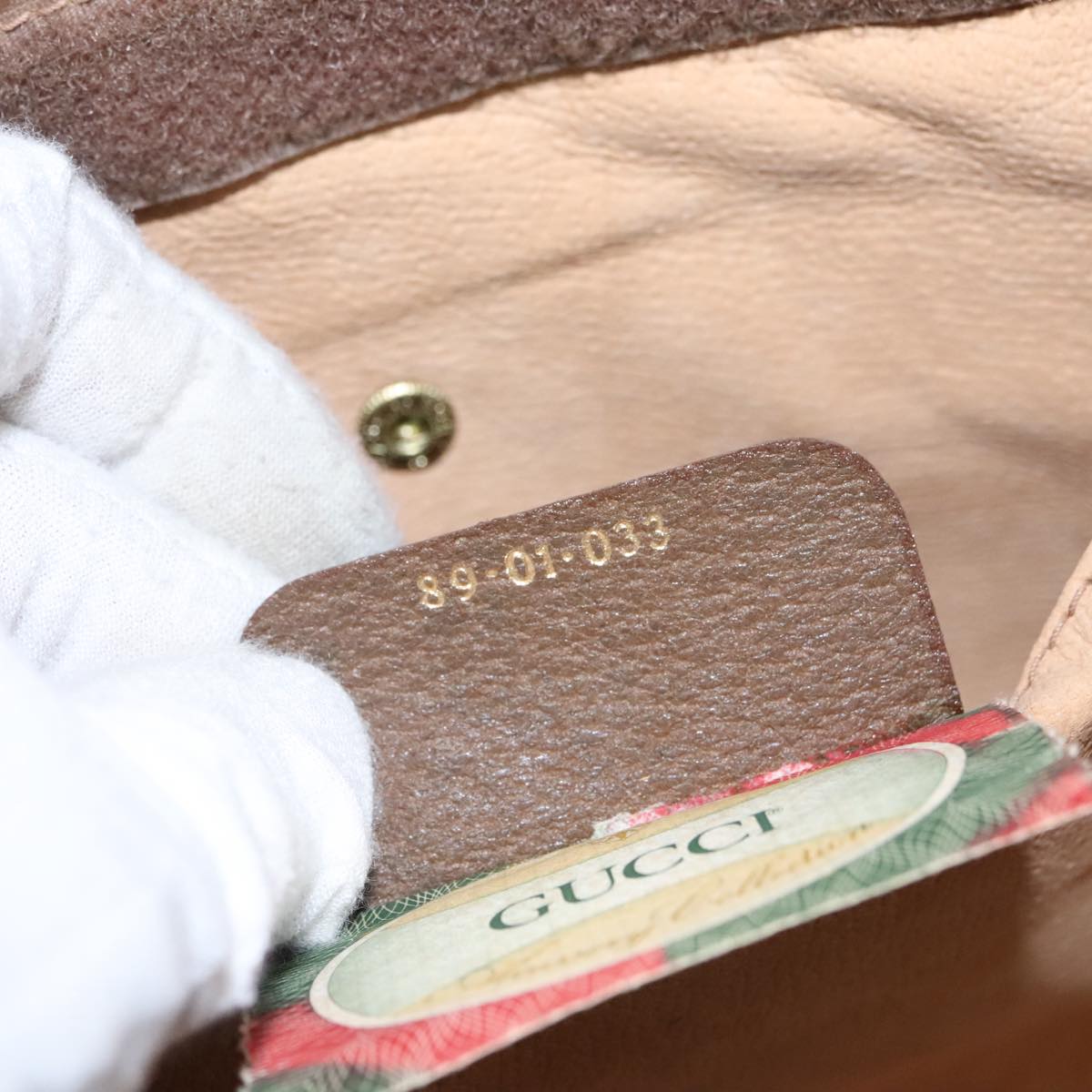 GUCCI GG Supreme Web Sherry Line Clutch Bag PVC Beige Red 89 01 033 Auth ep6982