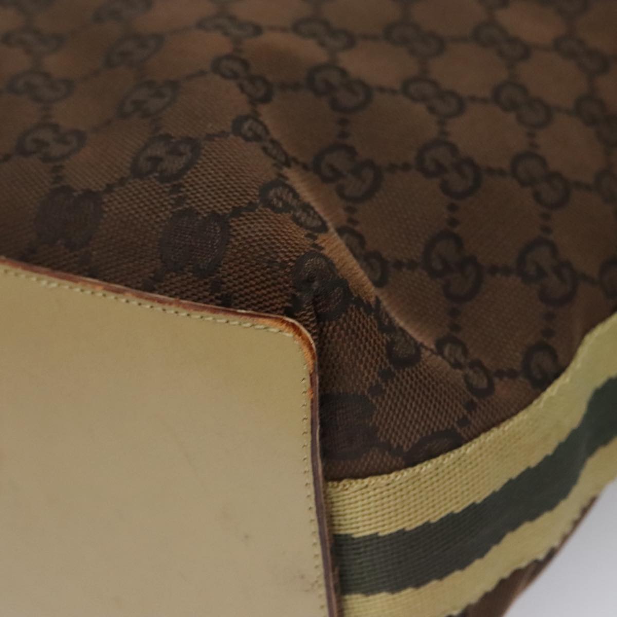 GUCCI GG Canvas Sherry Line Tote Bag Brown 31243 Auth ep7003
