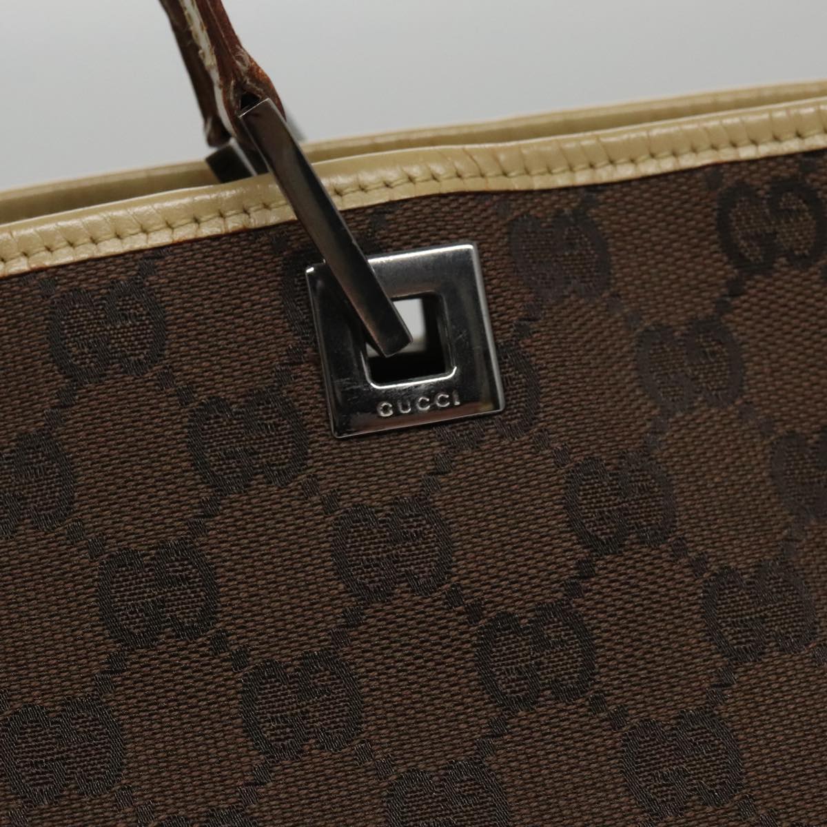 GUCCI GG Canvas Sherry Line Tote Bag Brown 31243 Auth ep7003