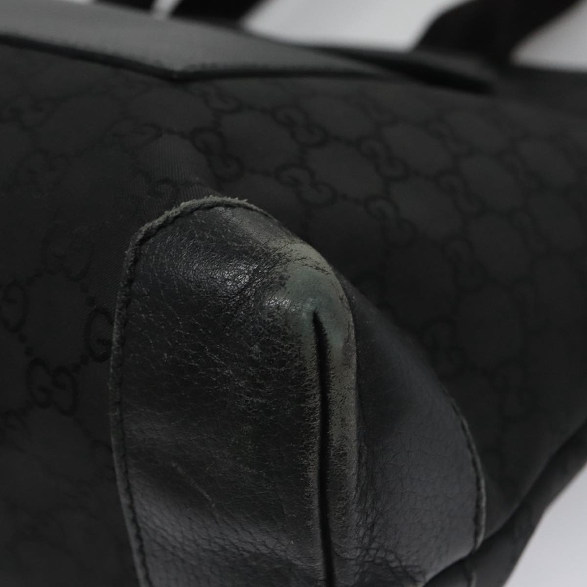 GUCCI GG Canvas Tote Bag Outlet Black Silver 180449 Auth ep7007