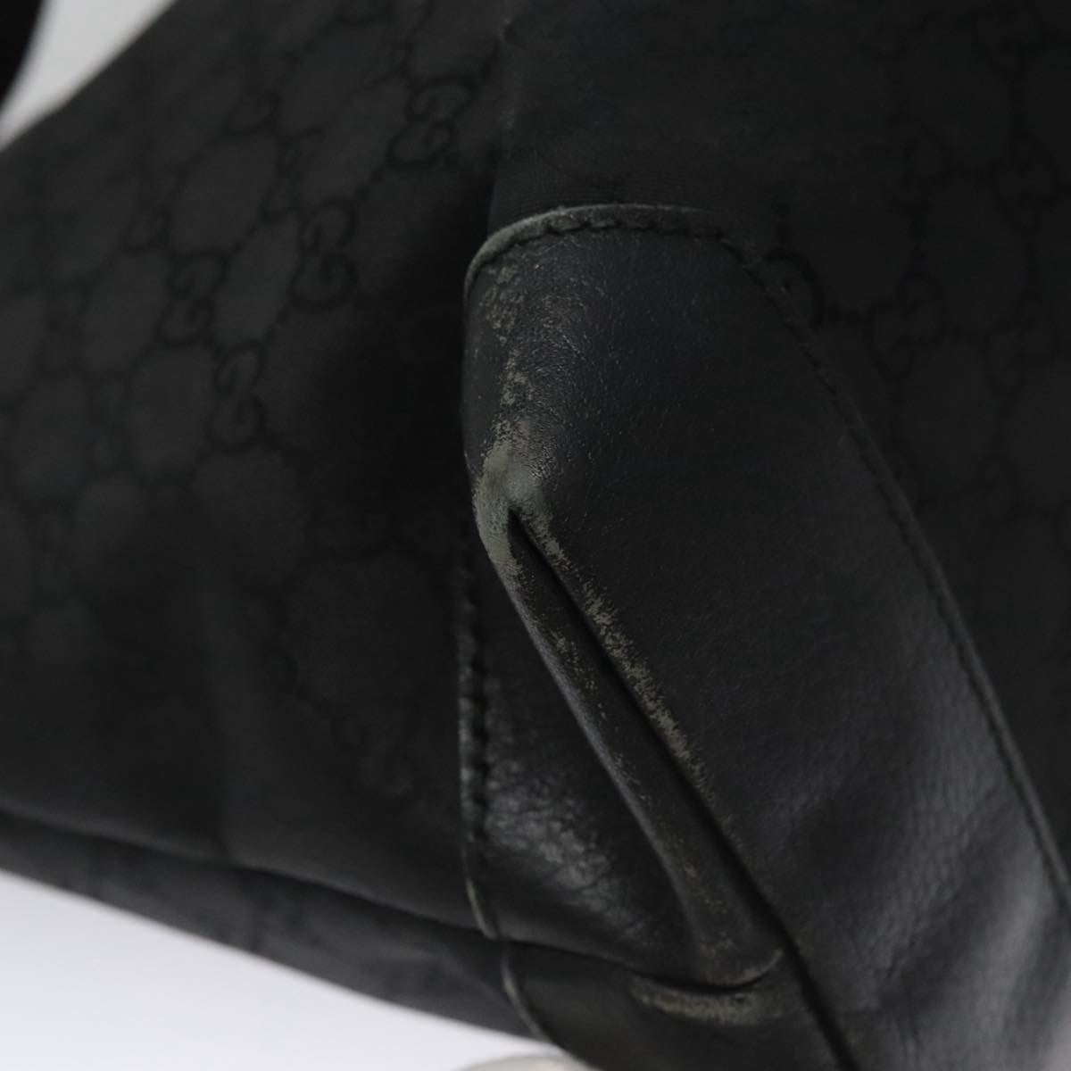 GUCCI GG Canvas Tote Bag Outlet Black Silver 180449 Auth ep7007