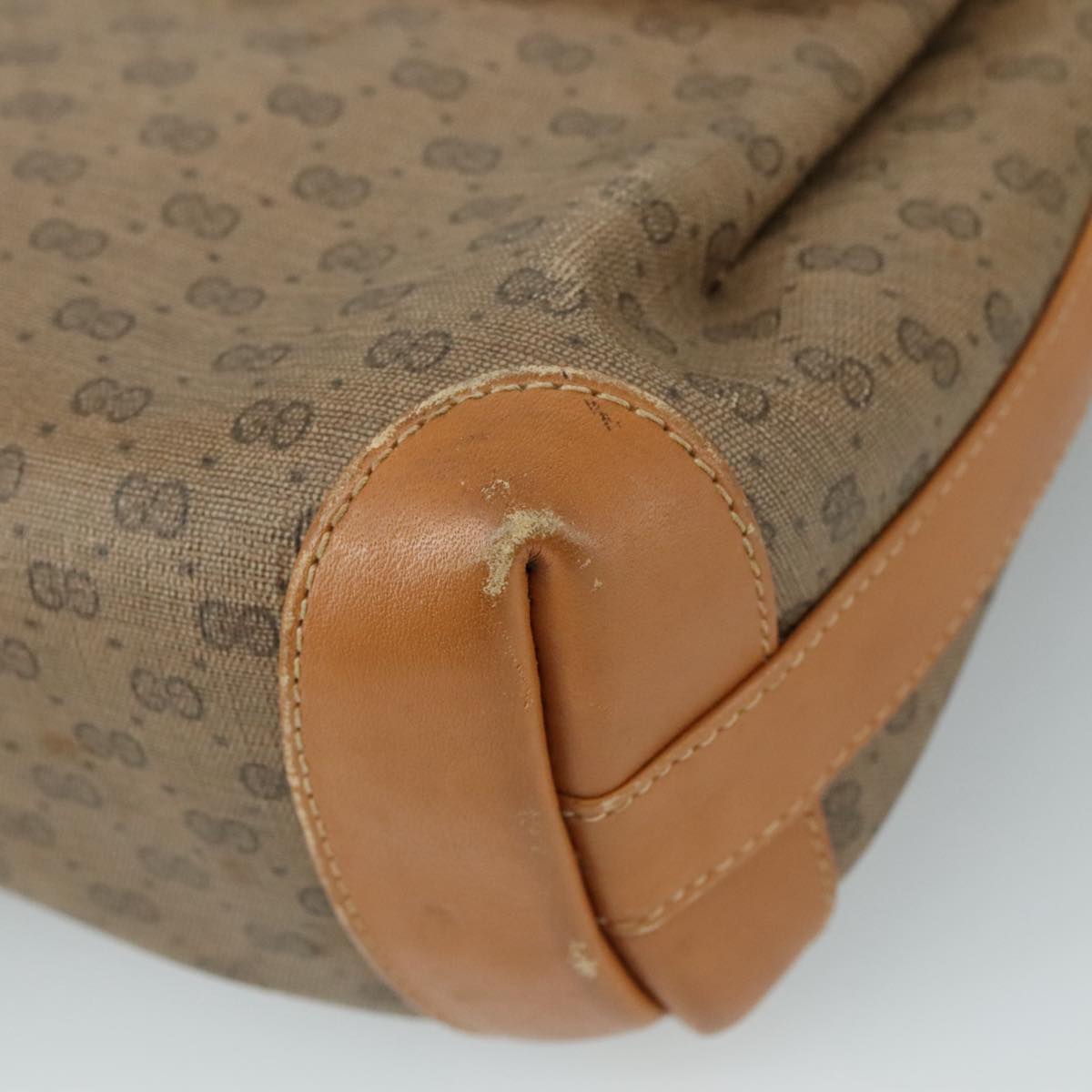 GUCCI Micro GG Supreme Shoulder Bag PVC Beige Gold Auth ep7034