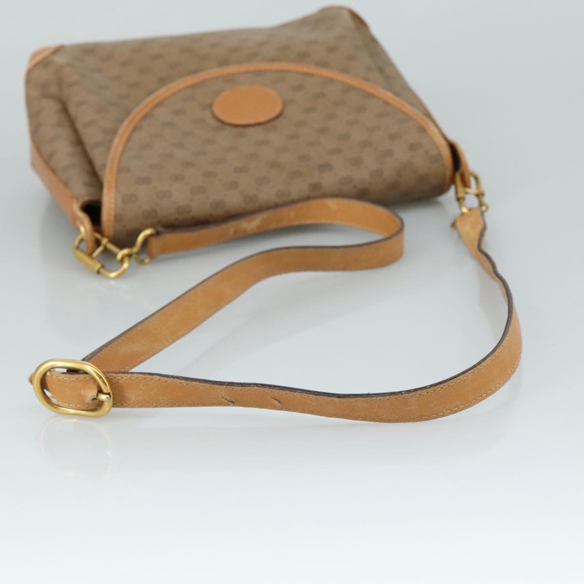 GUCCI Micro GG Supreme Shoulder Bag PVC Beige Gold Auth ep7034