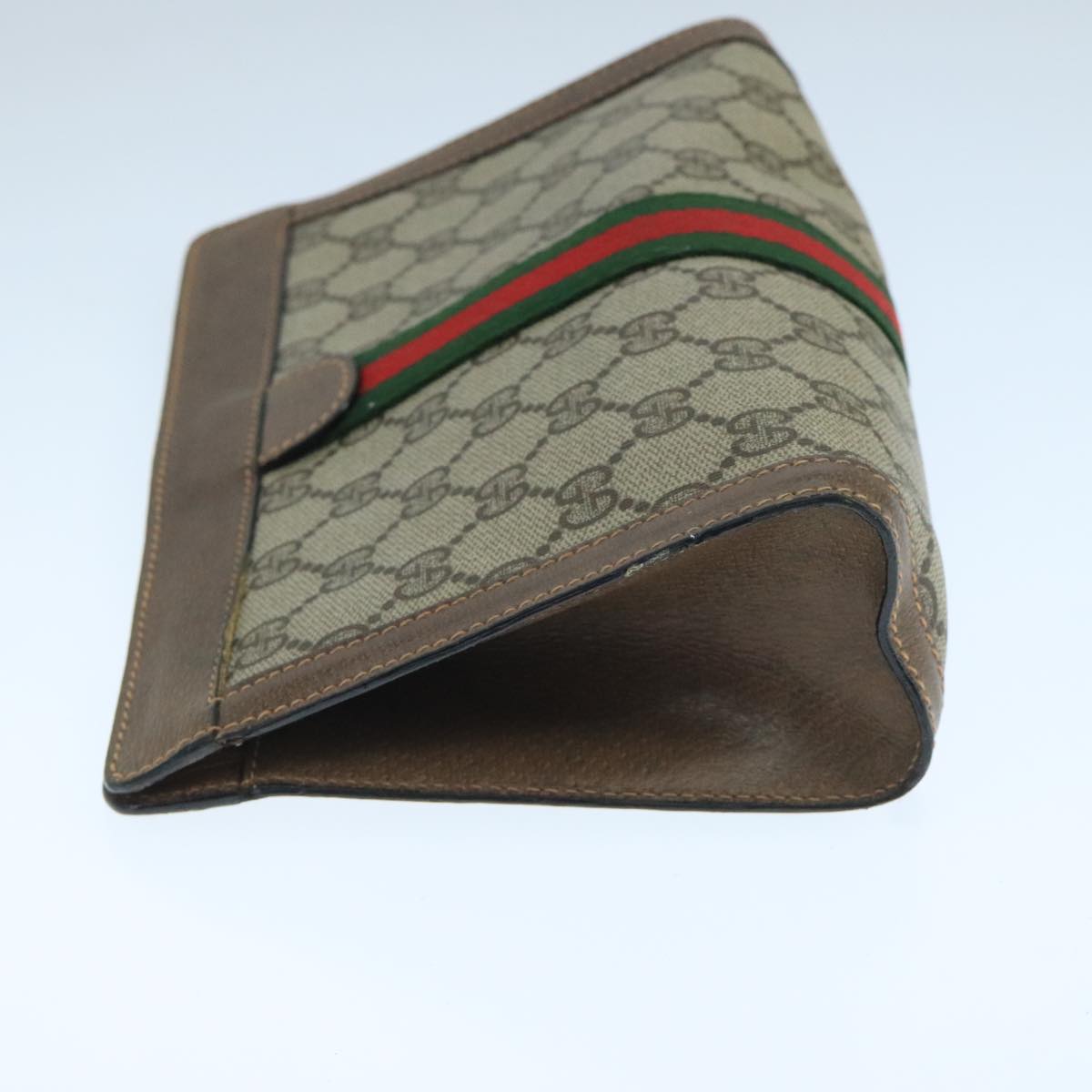 GUCCI GG Supreme Web Sherry Line Clutch Bag PVC Beige Red 64 01 001 Auth ep7072