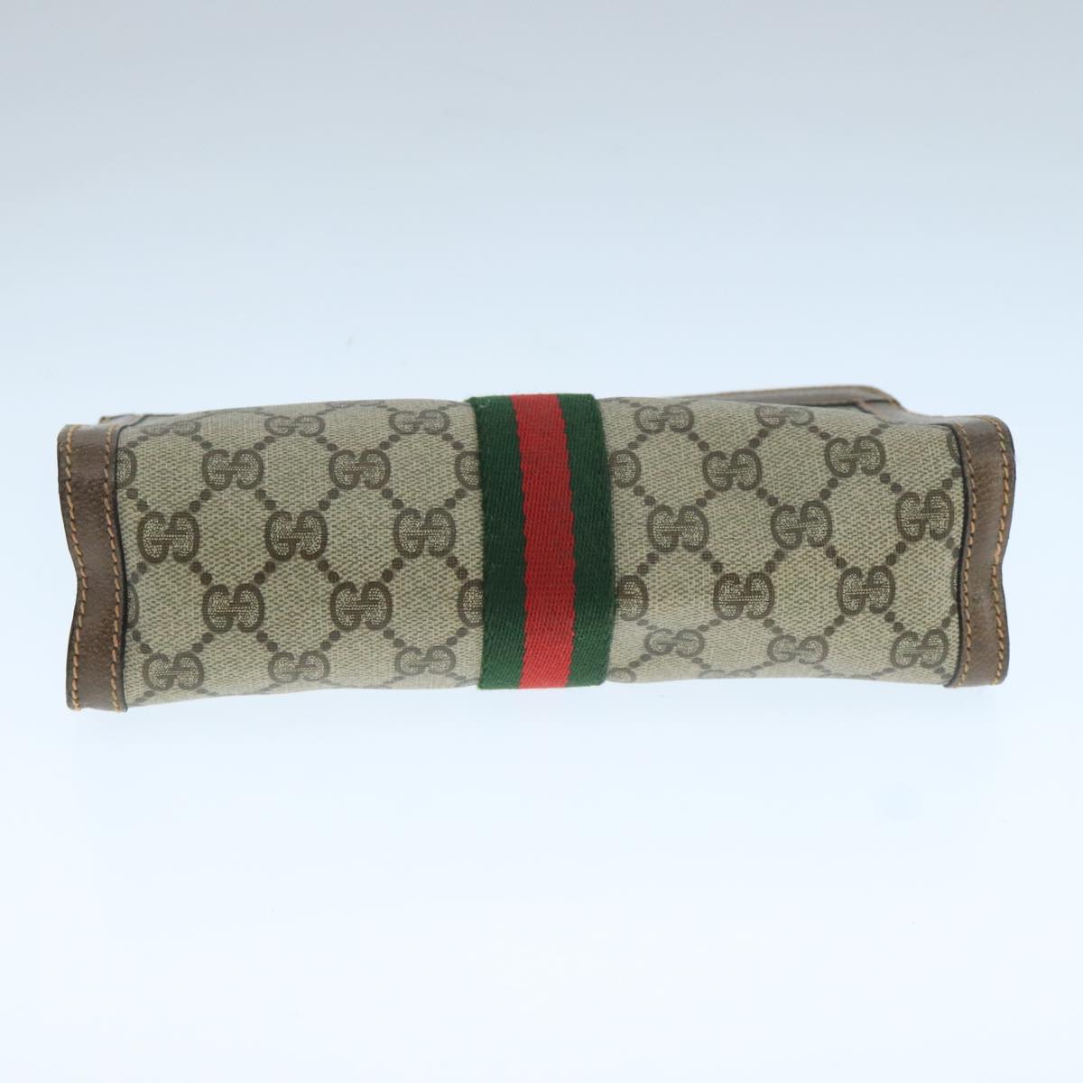 GUCCI GG Supreme Web Sherry Line Clutch Bag PVC Beige Red 64 01 001 Auth ep7072
