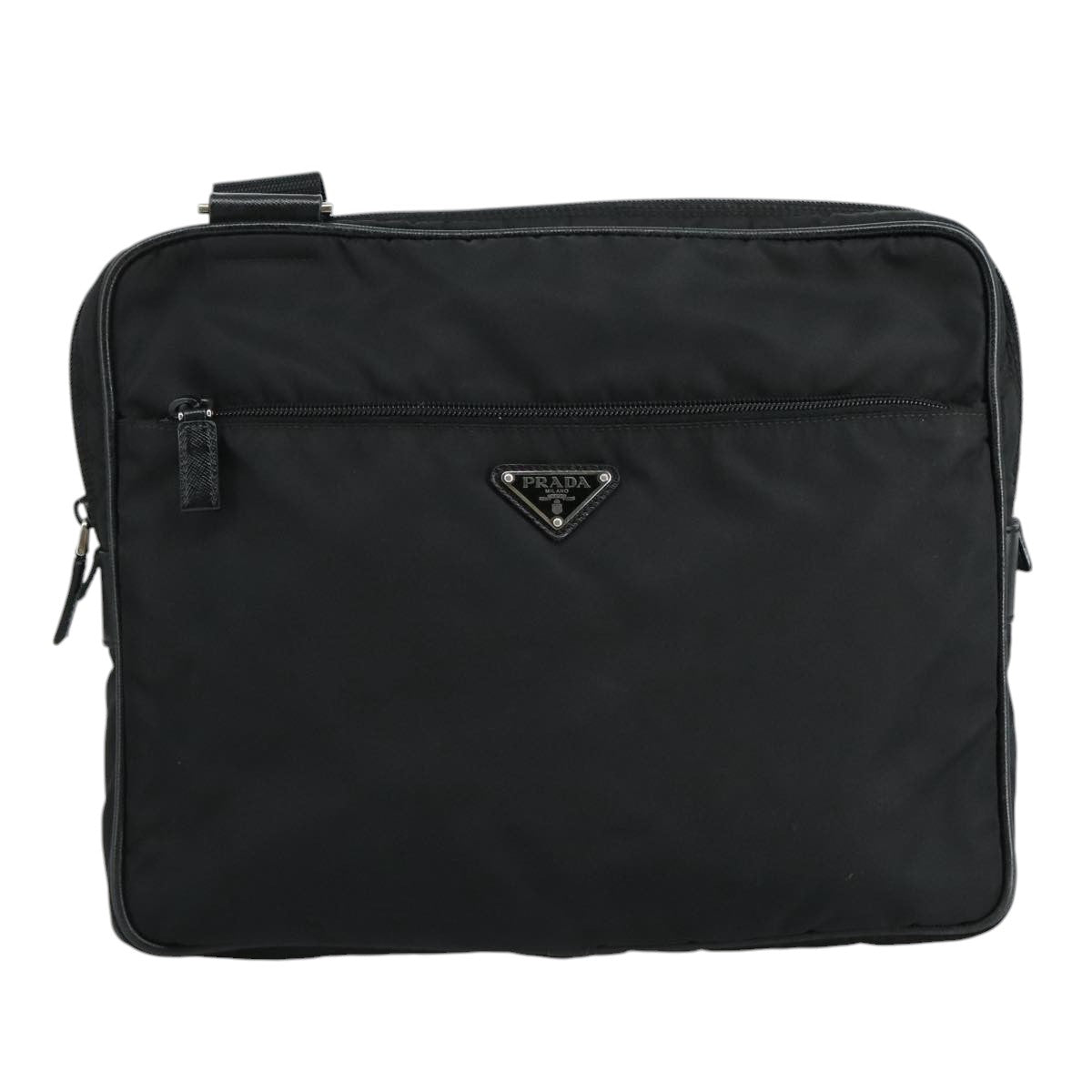 PRADA Shoulder Bag Nylon Black Silver Auth ep7117