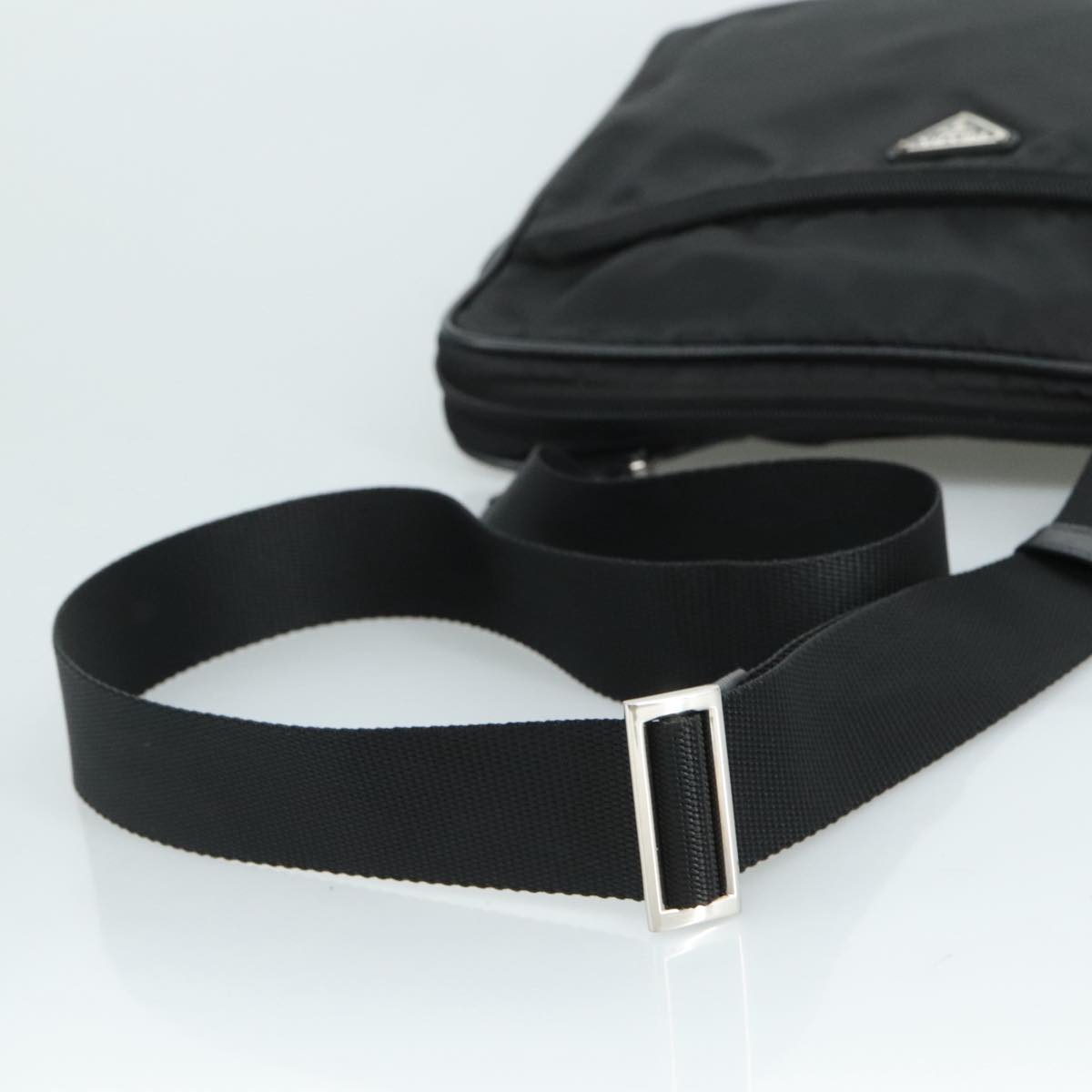 PRADA Shoulder Bag Nylon Black Silver Auth ep7117