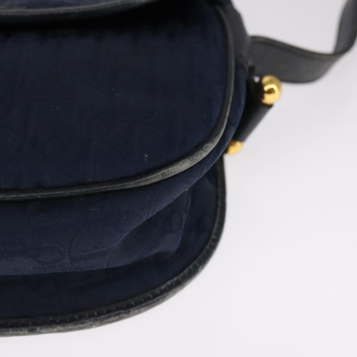 Christian Dior Trotter Canvas Shoulder Bag Navy Auth ep7123