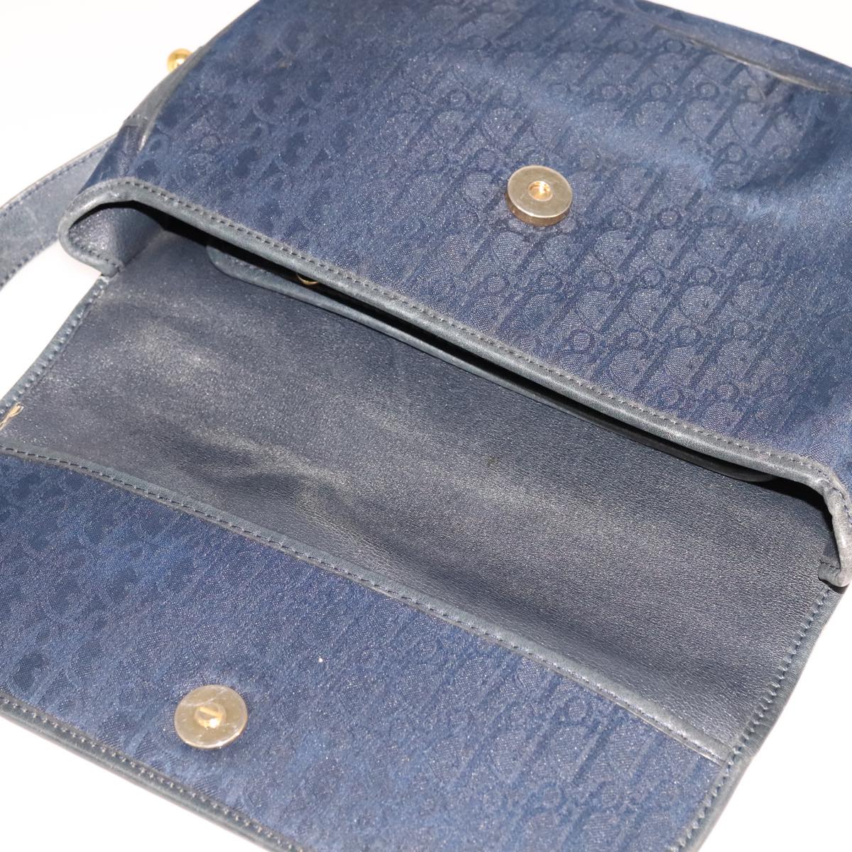 Christian Dior Trotter Canvas Shoulder Bag Navy Auth ep7123