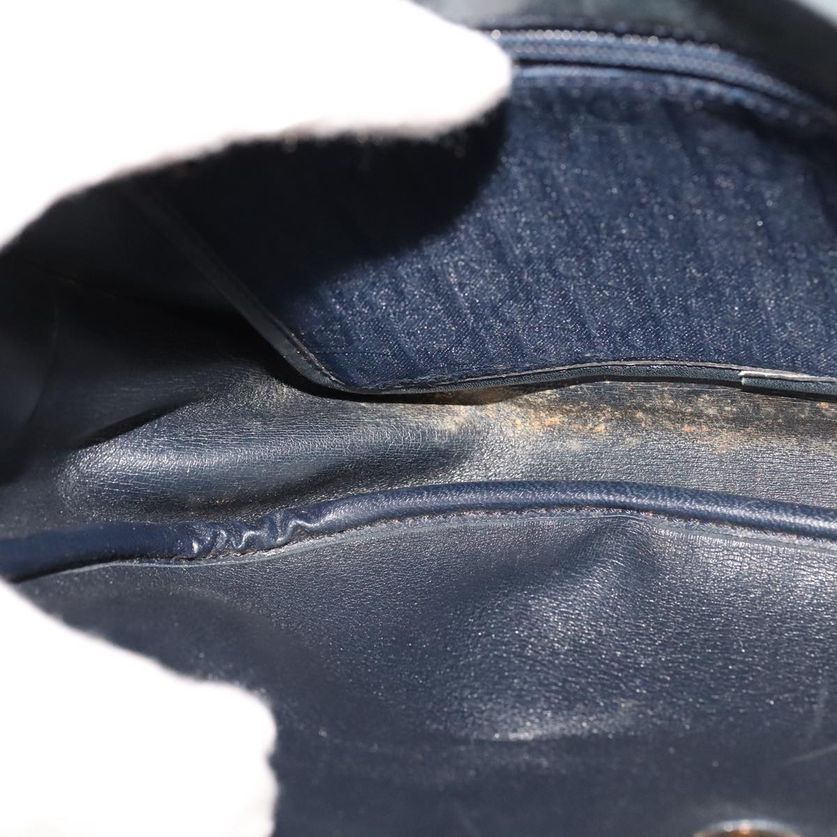 Christian Dior Trotter Canvas Shoulder Bag Navy Auth ep7123