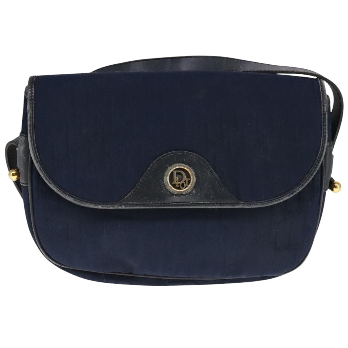 Christian Dior Trotter Canvas Shoulder Bag Navy Auth ep7123