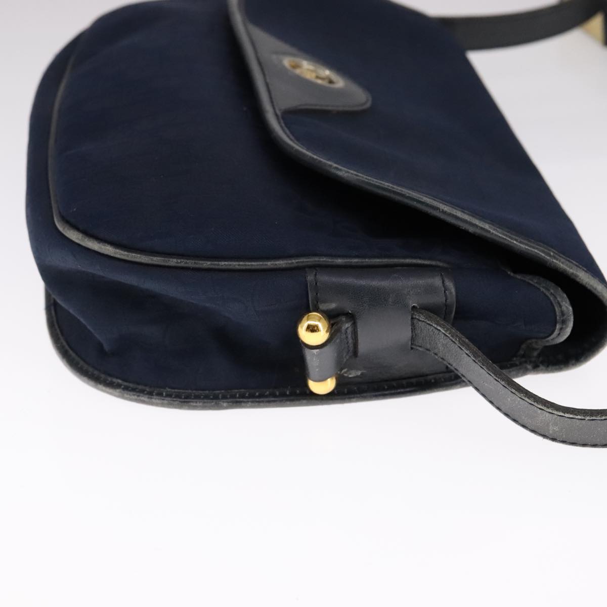Christian Dior Trotter Canvas Shoulder Bag Navy Auth ep7123
