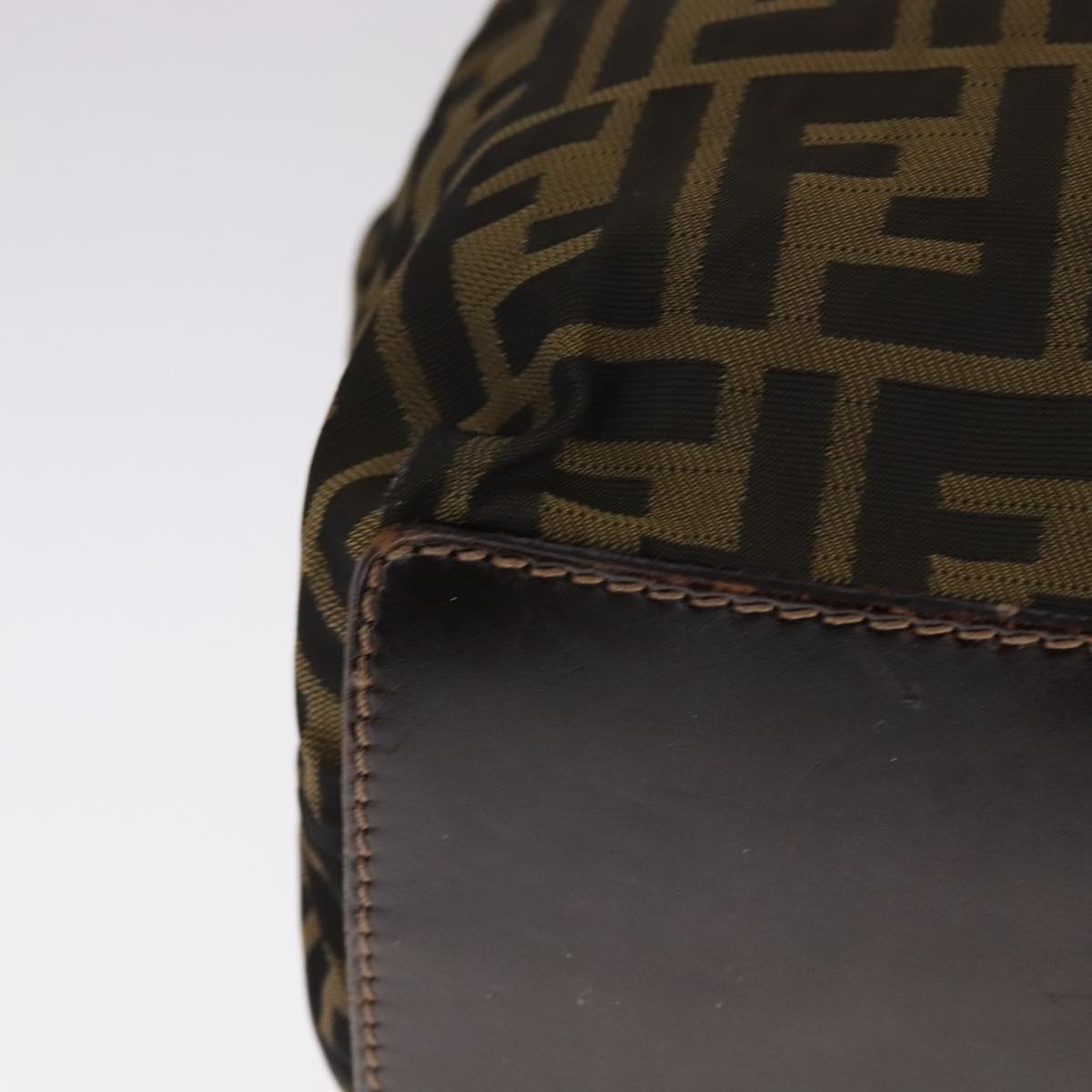 FENDI Zucca Canvas Hand Bag Brown Black Auth ep7128