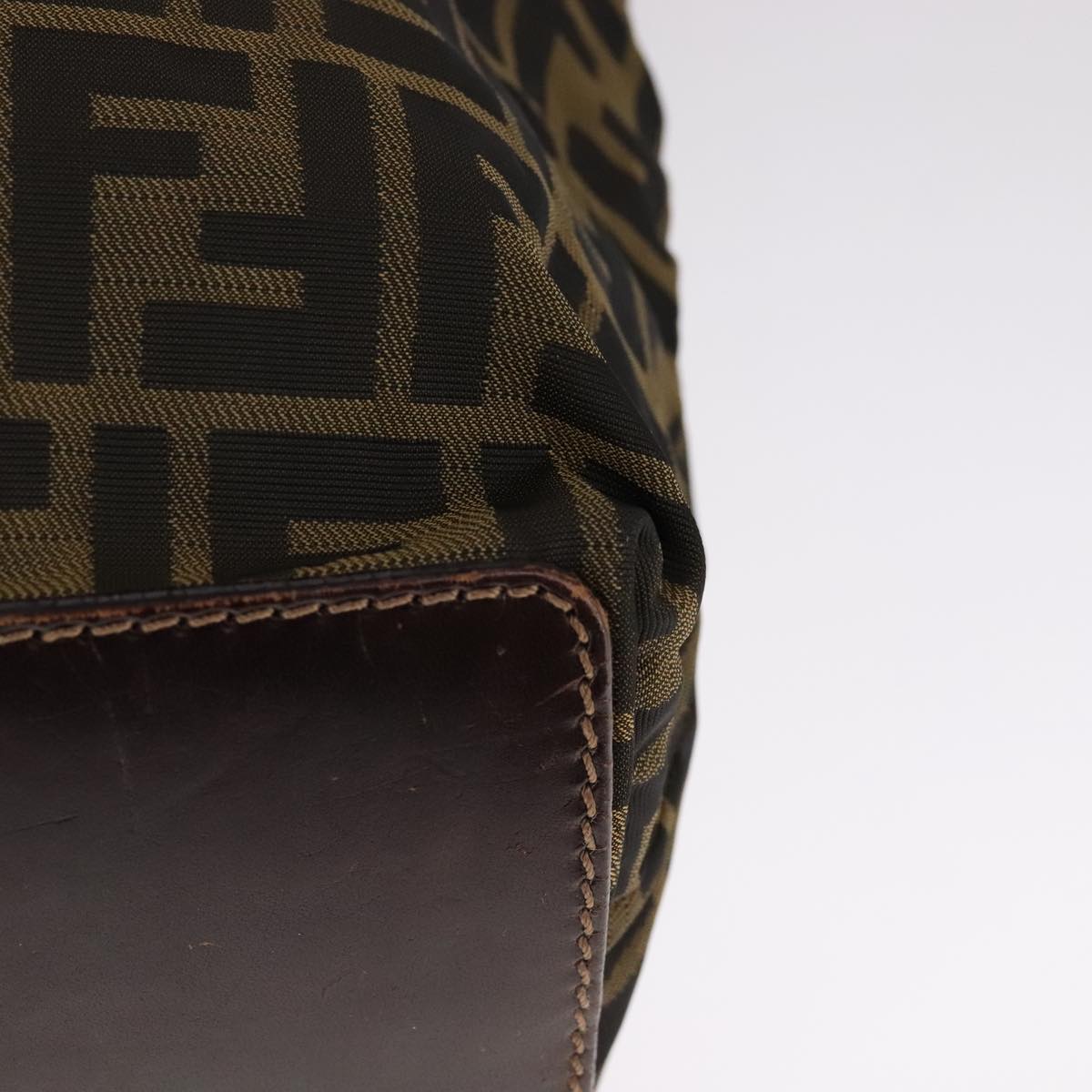 FENDI Zucca Canvas Hand Bag Brown Black Auth ep7128