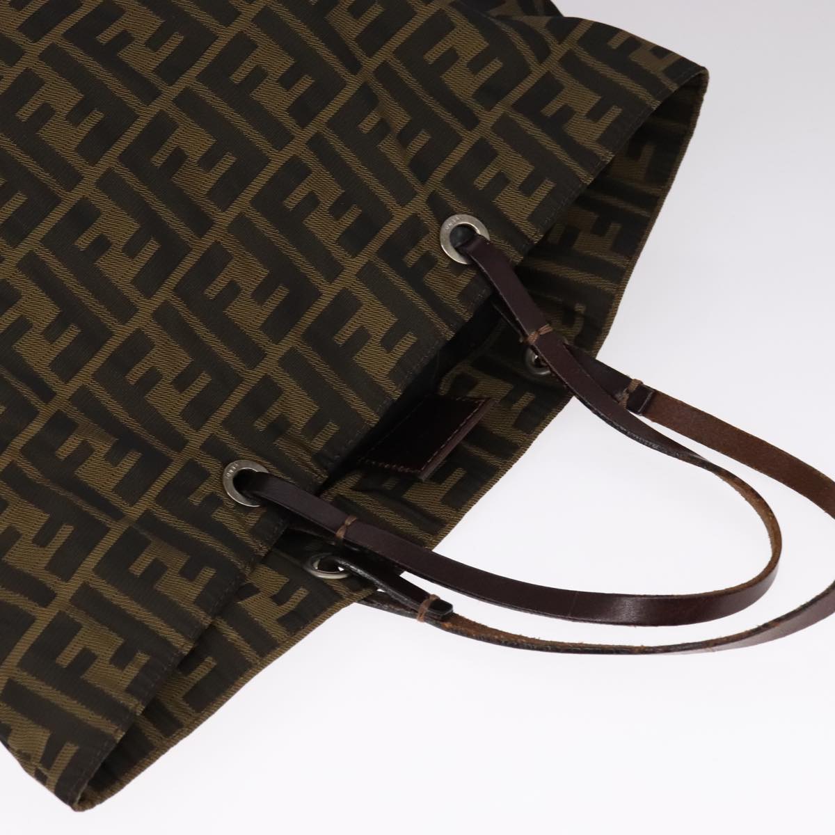 FENDI Zucca Canvas Hand Bag Brown Black Auth ep7128