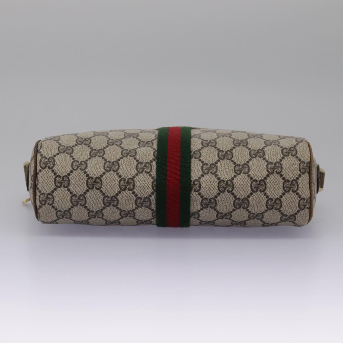 GUCCI GG Supreme Web Sherry Line Shoulder Bag PVC Beige Green Red Auth ep7185