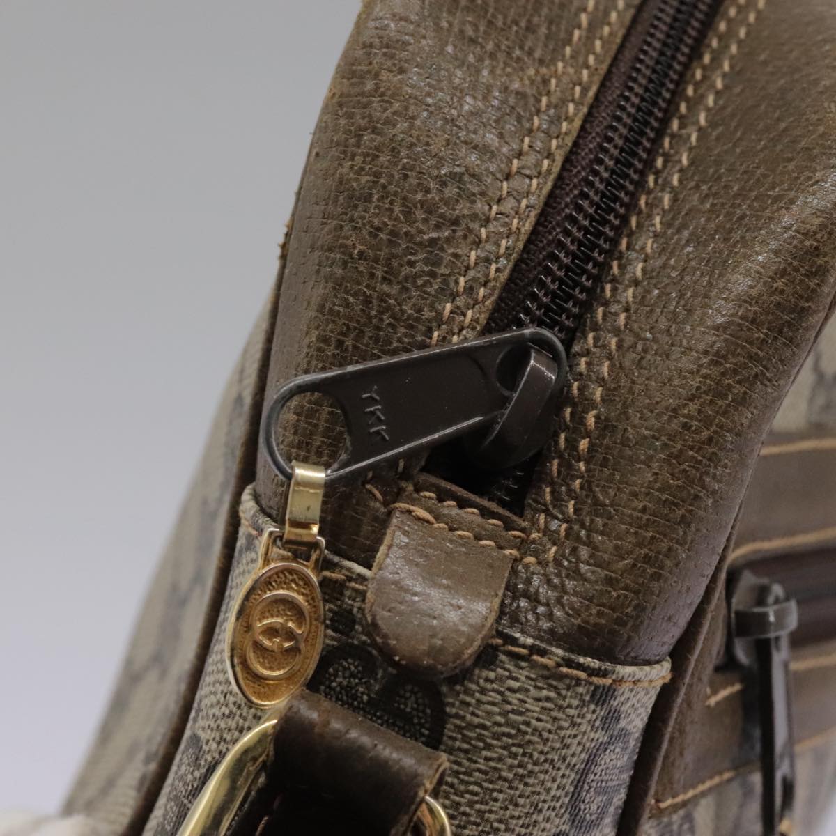 GUCCI GG Supreme Web Sherry Line Shoulder Bag PVC Beige Green Red Auth ep7185