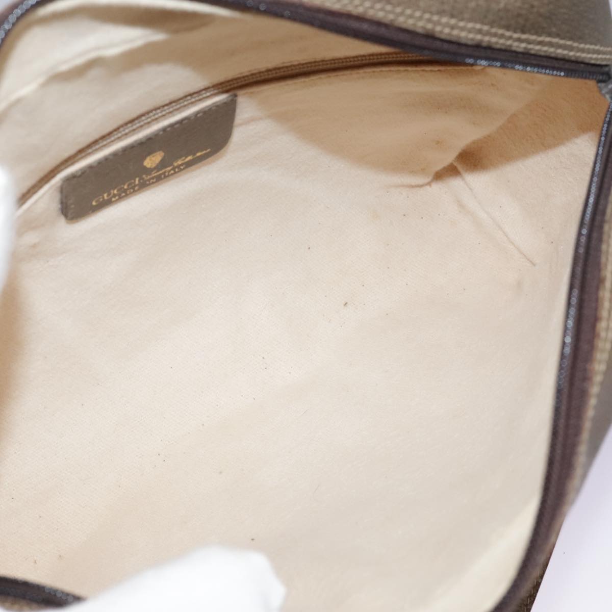 GUCCI GG Supreme Web Sherry Line Shoulder Bag PVC Beige Green Red Auth ep7185