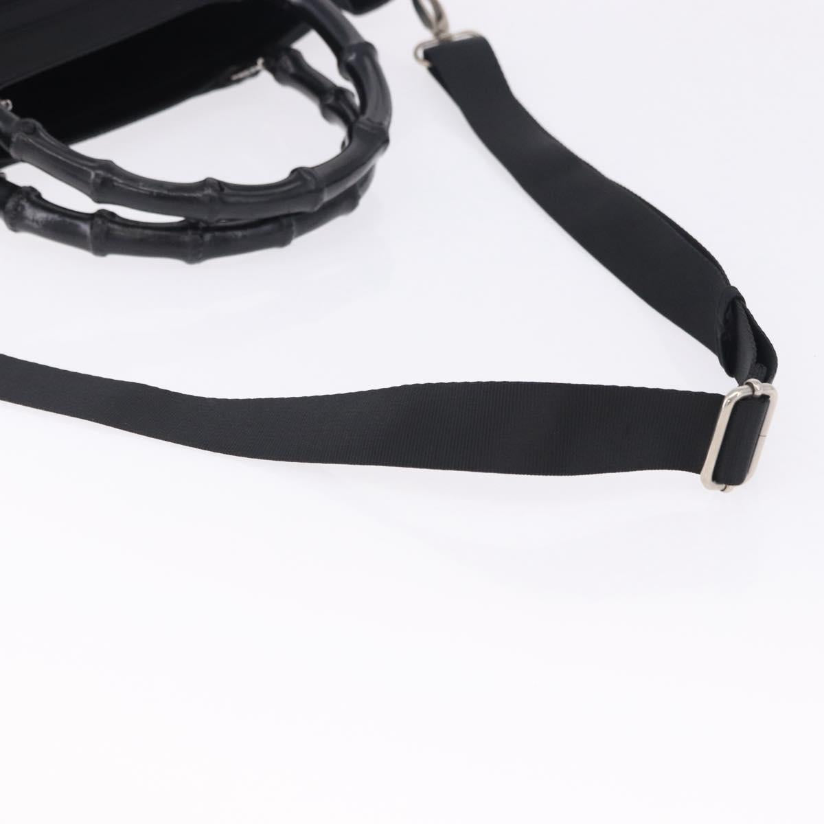 GUCCI Bamboo Hand Bag Nylon 2way Black Auth ep7254