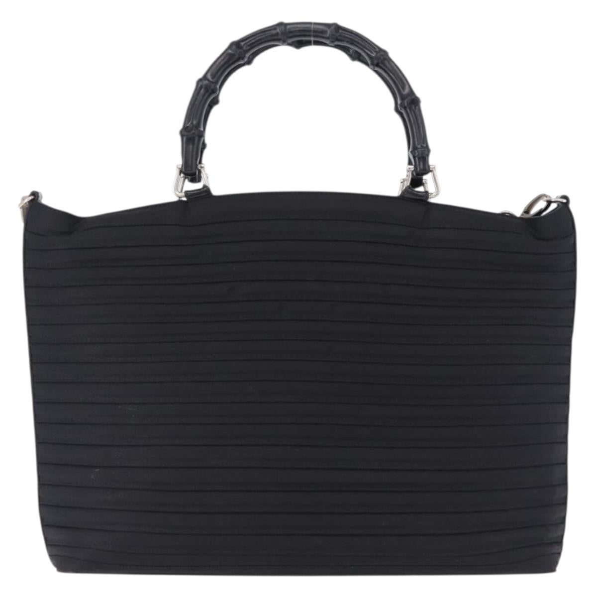 GUCCI Bamboo Hand Bag Nylon 2way Black Auth ep7254