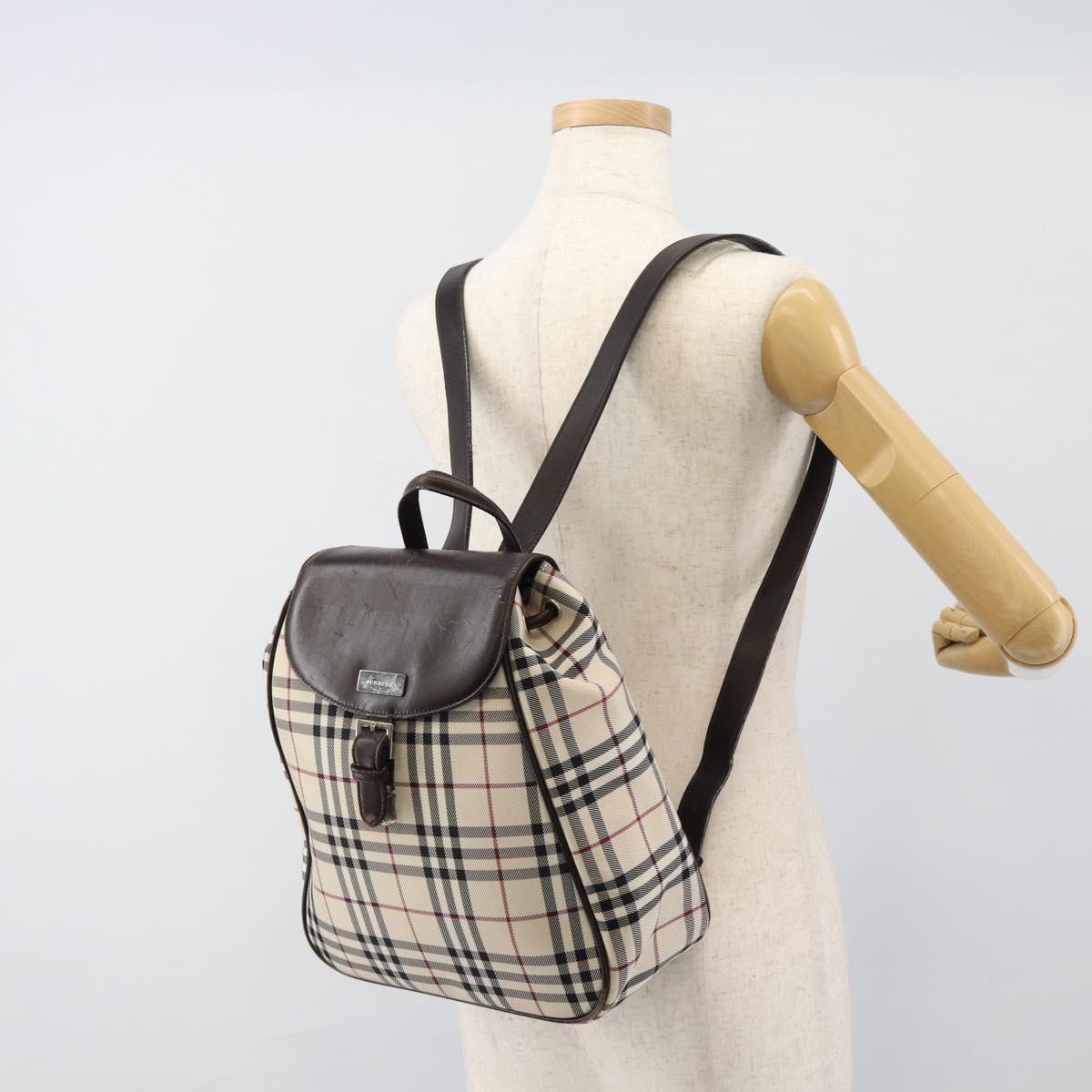 BURBERRY Nova Check Backpack Canvas Beige Brown Auth ep7277