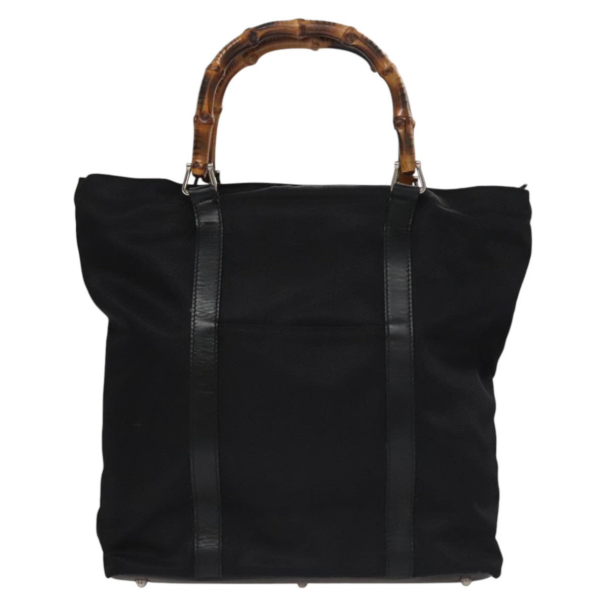 GUCCI Bamboo Hand Bag Nylon Black Auth ep7284