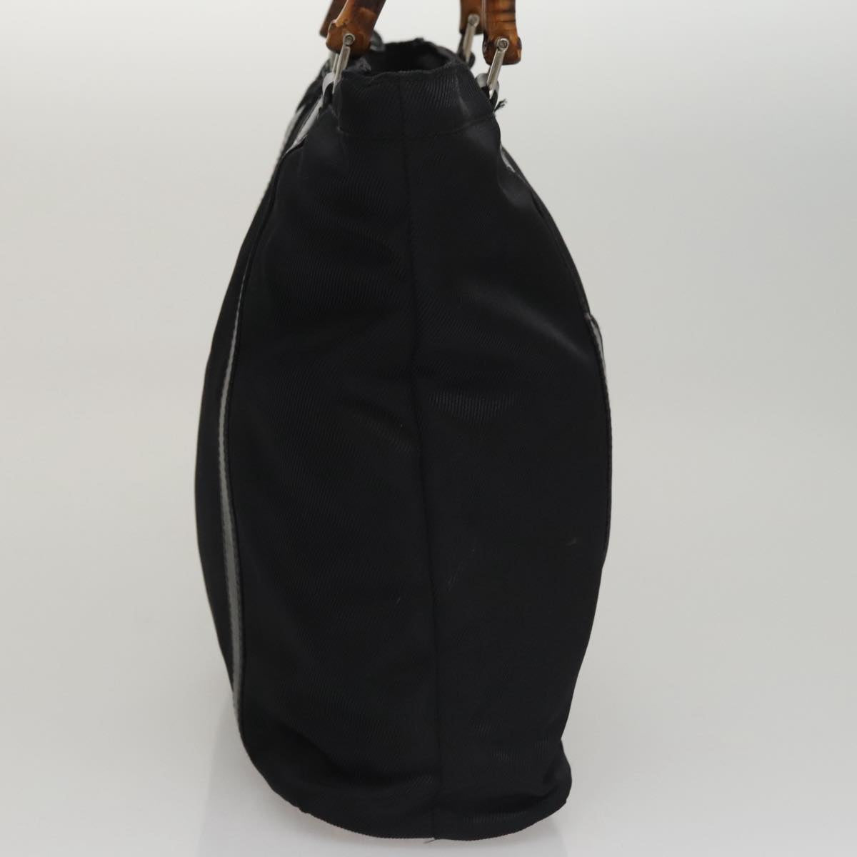 GUCCI Bamboo Hand Bag Nylon Black Auth ep7284
