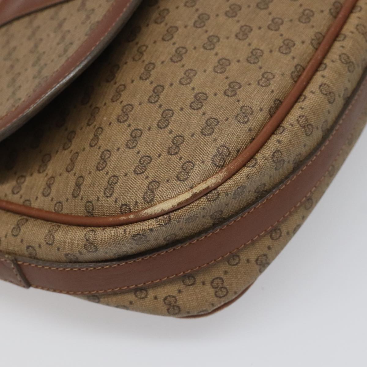GUCCI Micro GG Canvas Shoulder Bag PVC Beige Auth ep7320