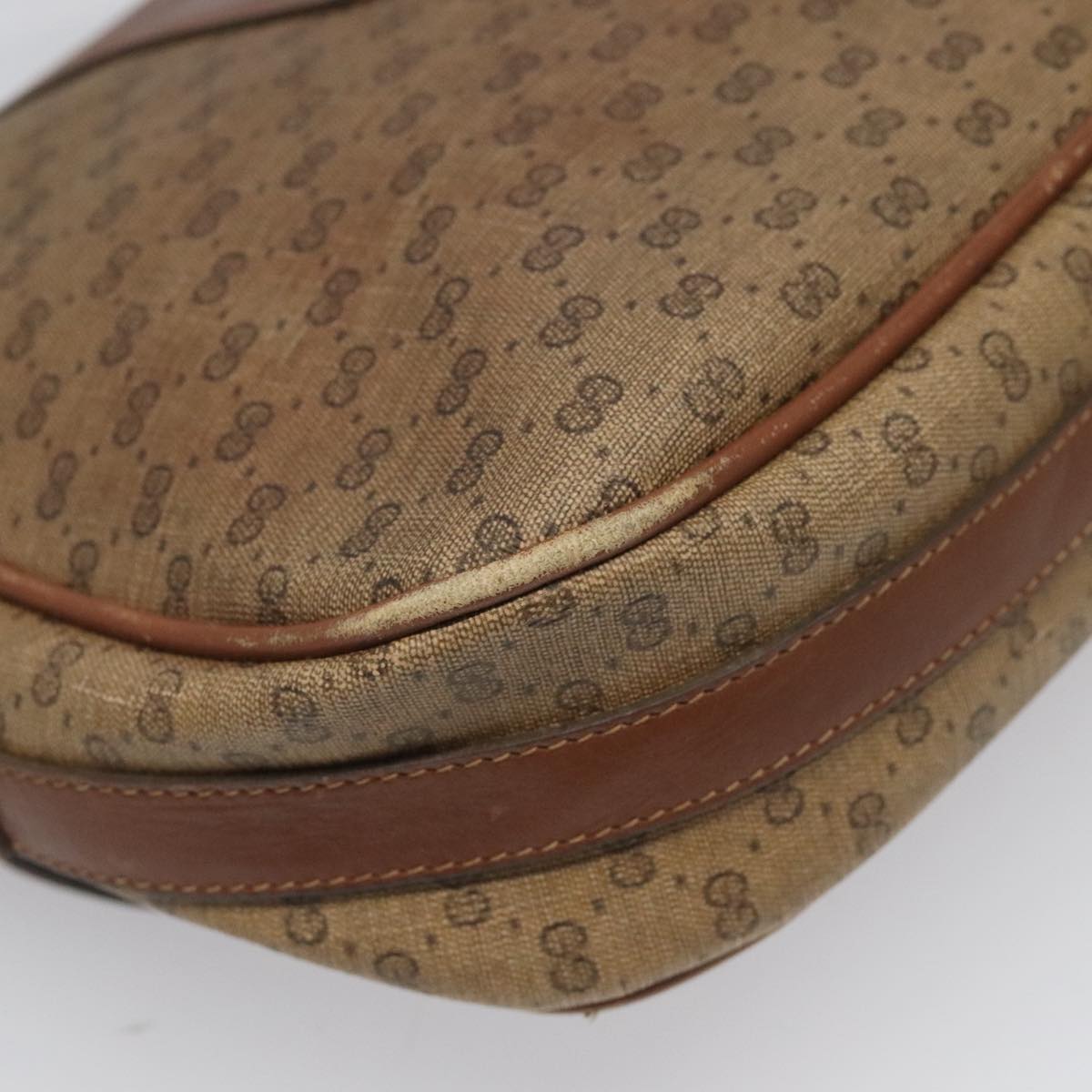 GUCCI Micro GG Canvas Shoulder Bag PVC Beige Auth ep7320
