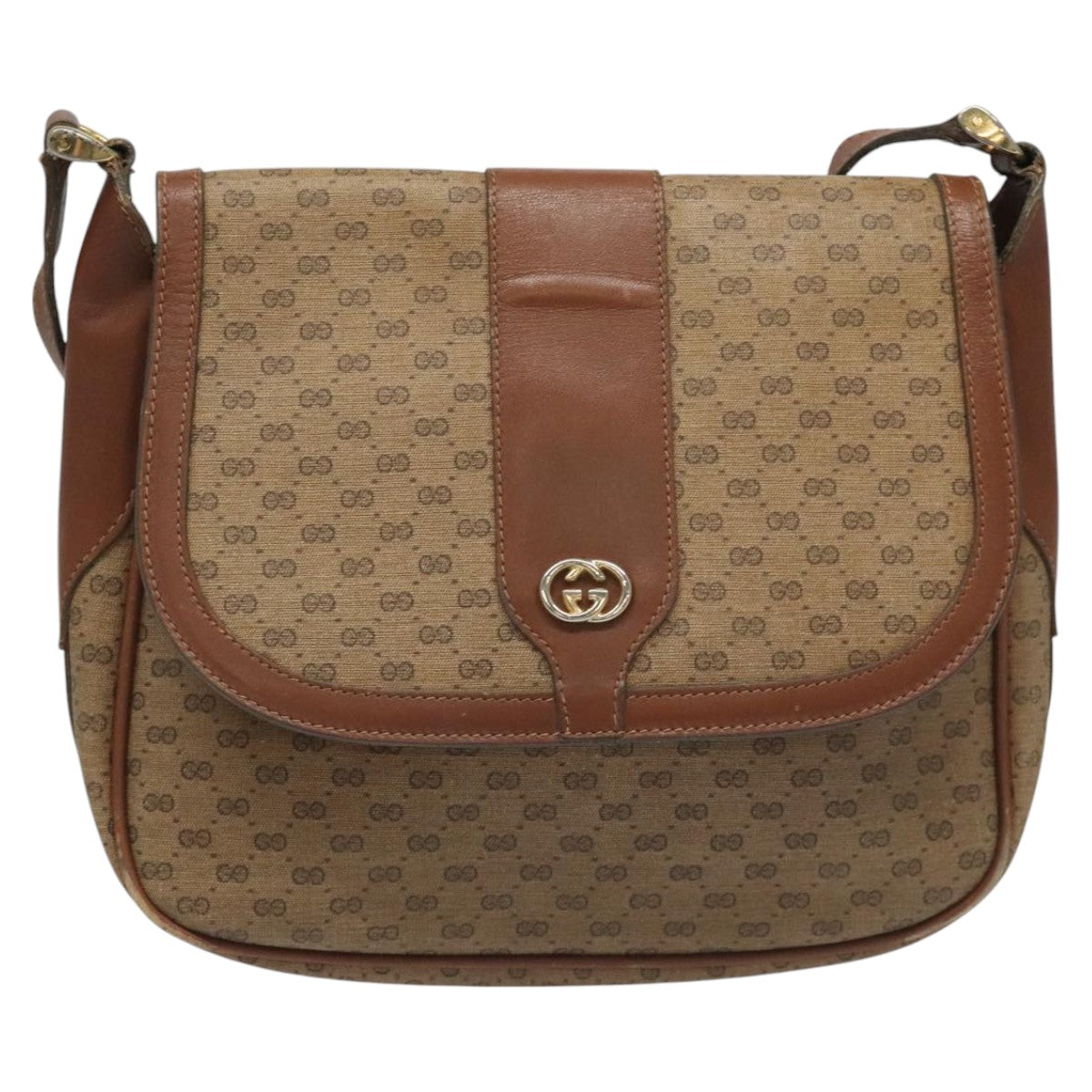 GUCCI Micro GG Canvas Shoulder Bag PVC Beige Auth ep7320