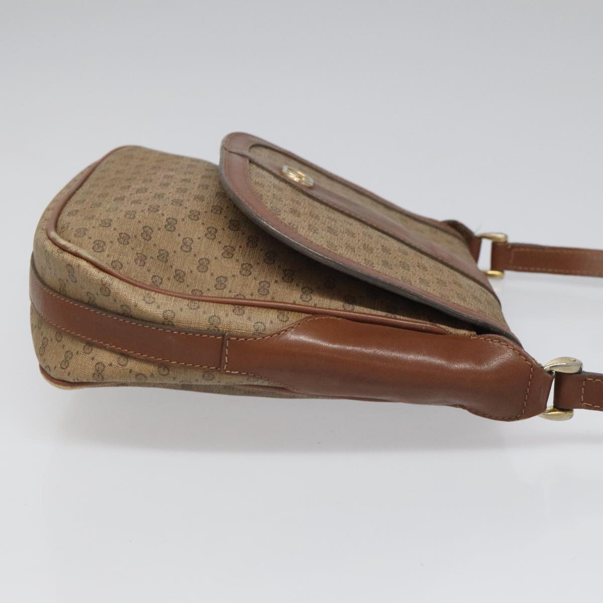 GUCCI Micro GG Canvas Shoulder Bag PVC Beige Auth ep7320
