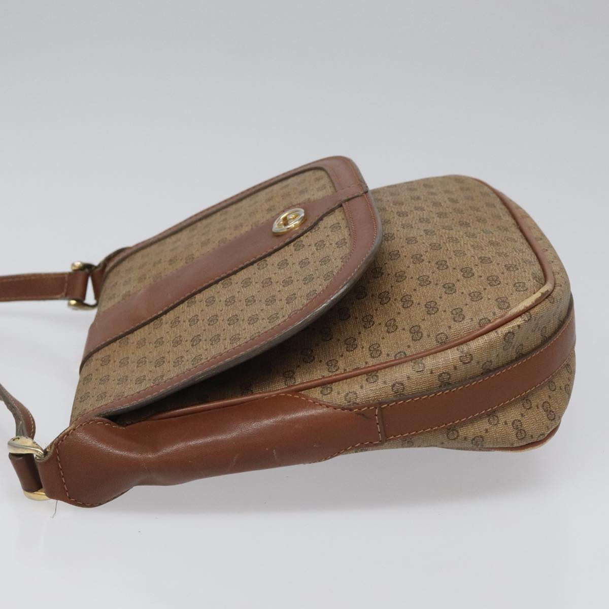 GUCCI Micro GG Canvas Shoulder Bag PVC Beige Auth ep7320