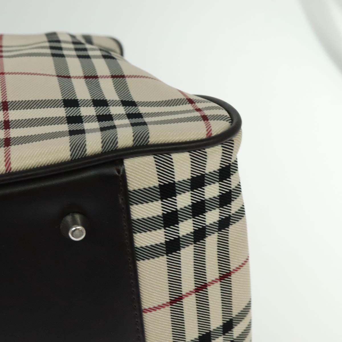 BURBERRY Nova Check Boston Bag Canvas Beige Auth ep7325