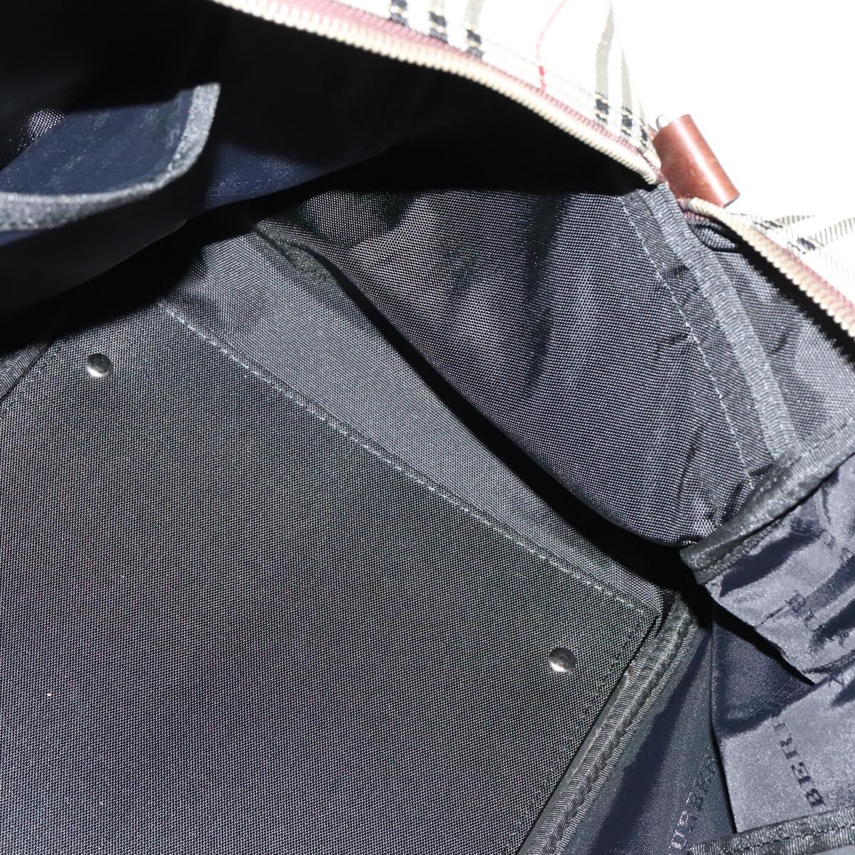 BURBERRY Nova Check Boston Bag Canvas Beige Auth ep7325