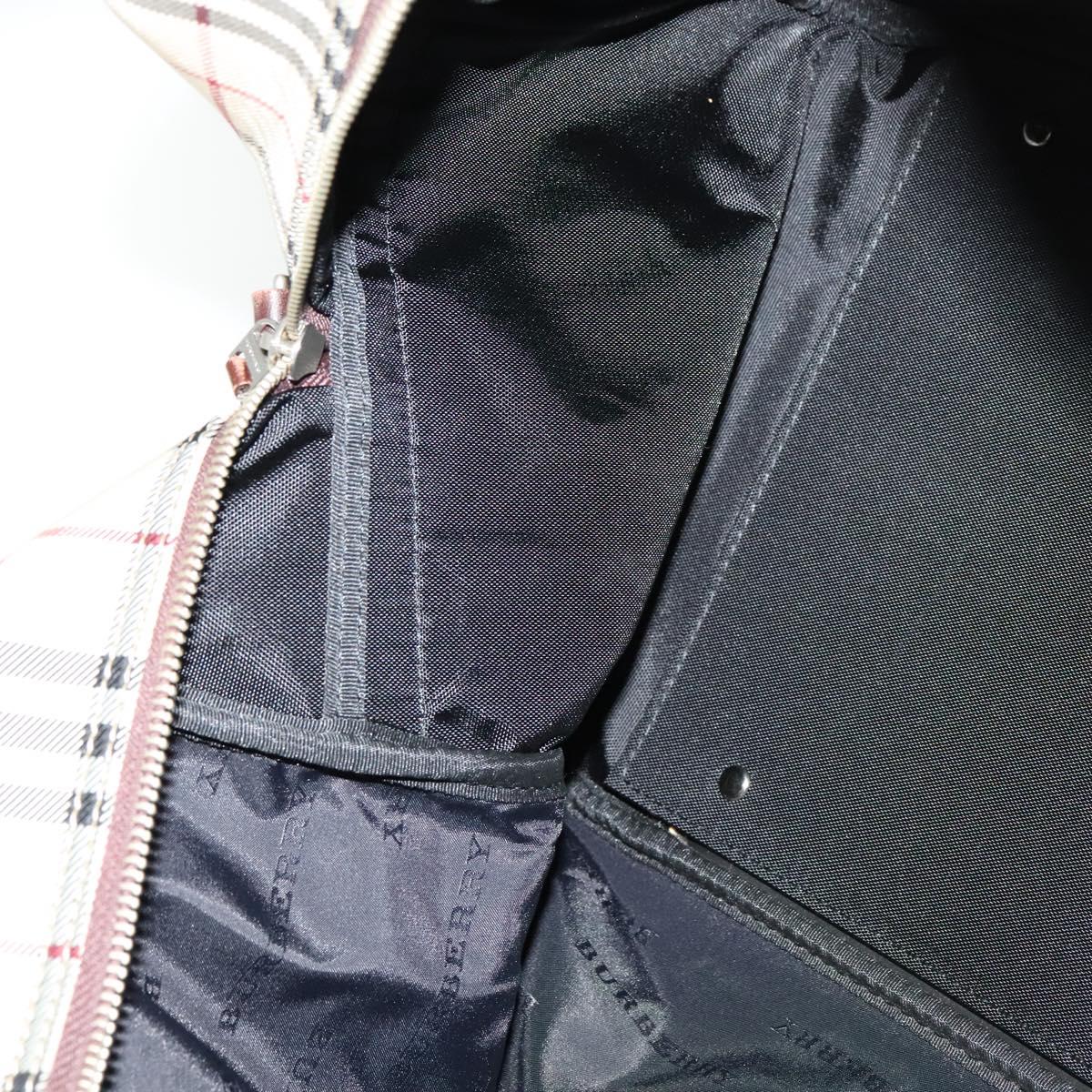 BURBERRY Nova Check Boston Bag Canvas Beige Auth ep7325