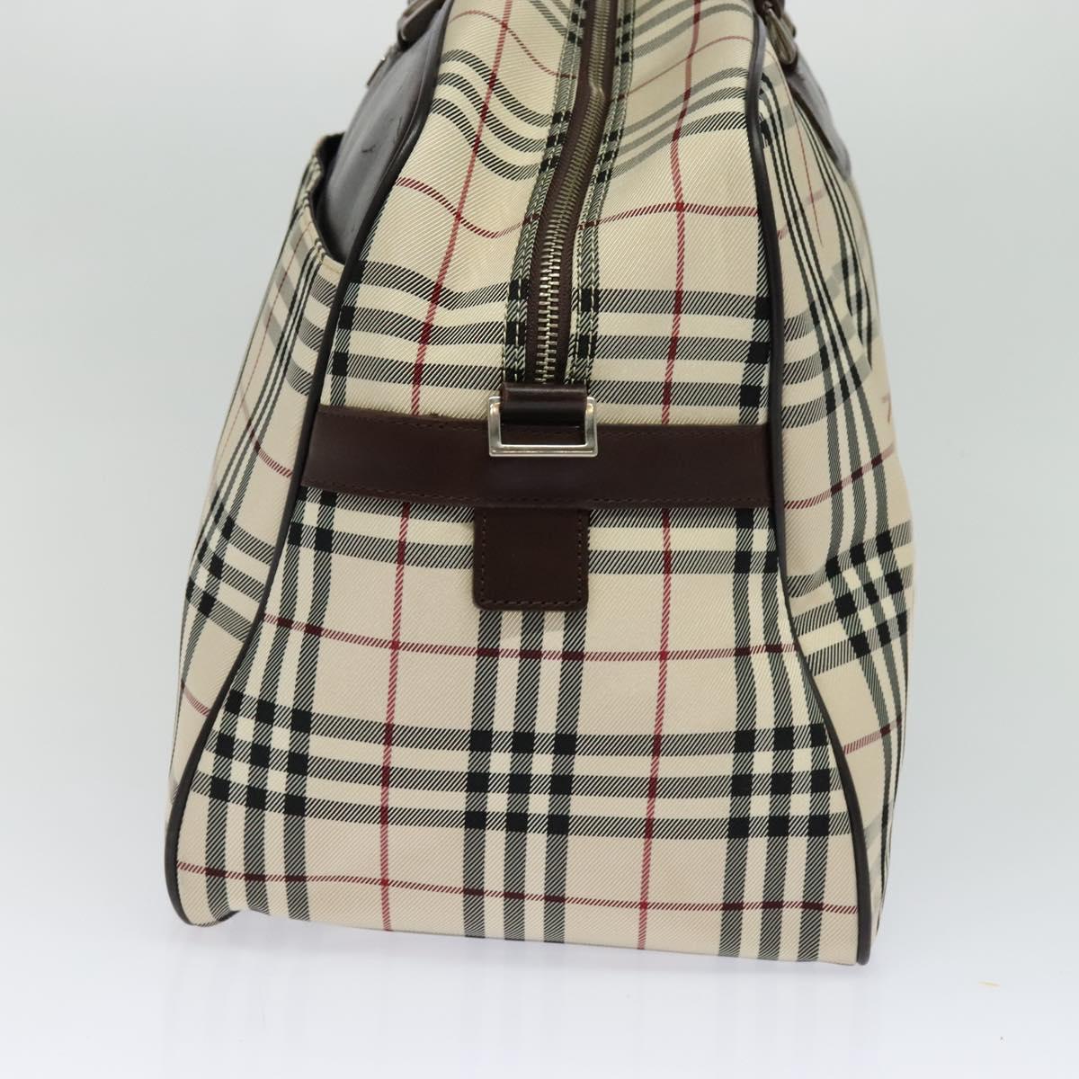 BURBERRY Nova Check Boston Bag Canvas Beige Auth ep7325