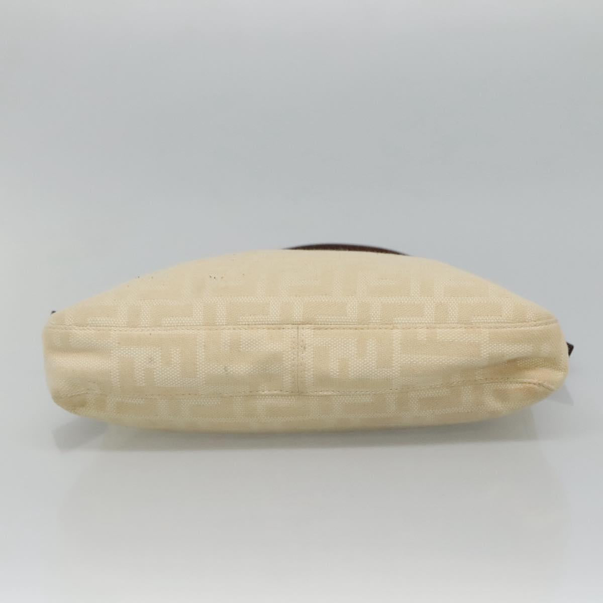 FENDI Zucca Canvas Shoulder Bag Beige Auth ep7339