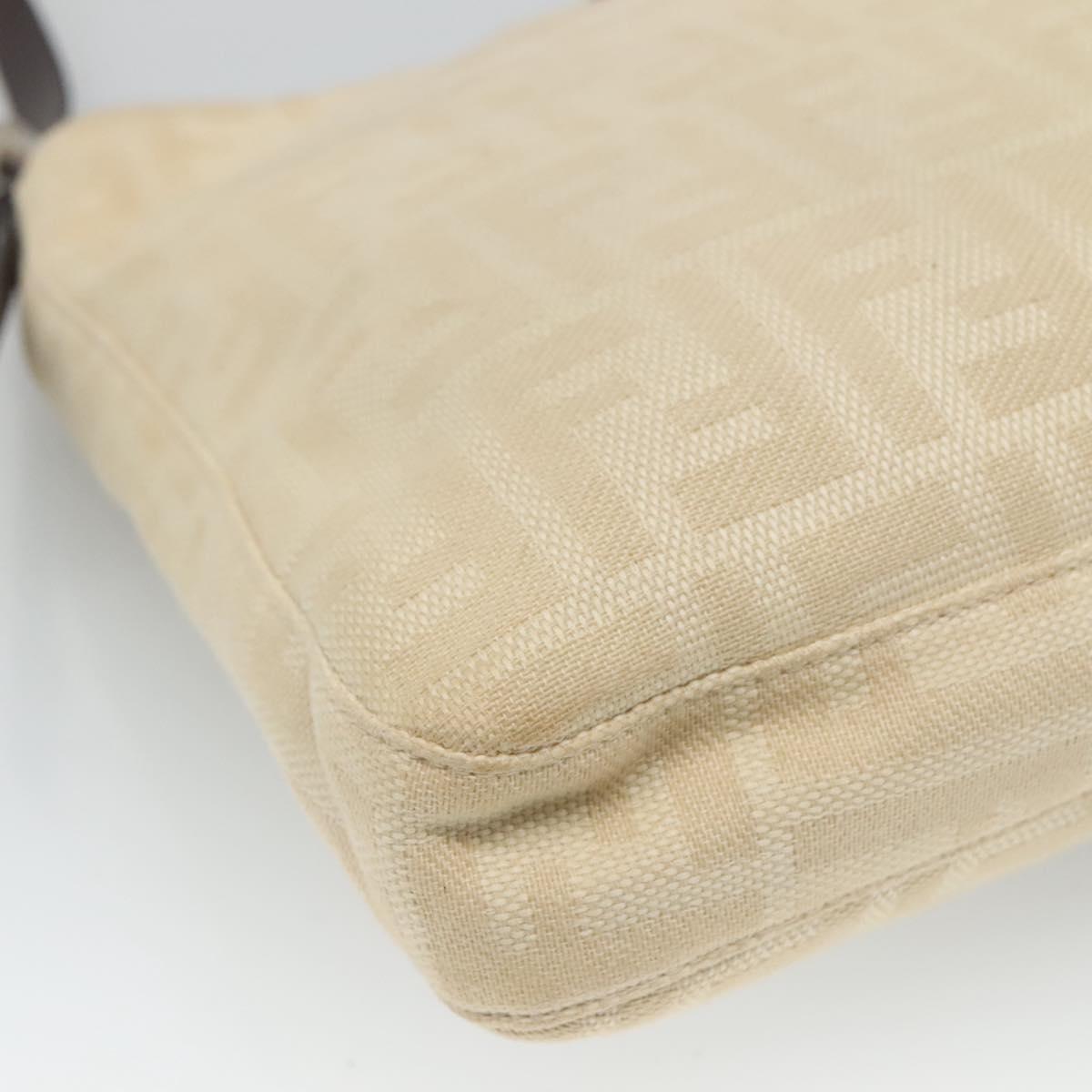 FENDI Zucca Canvas Shoulder Bag Beige Auth ep7339