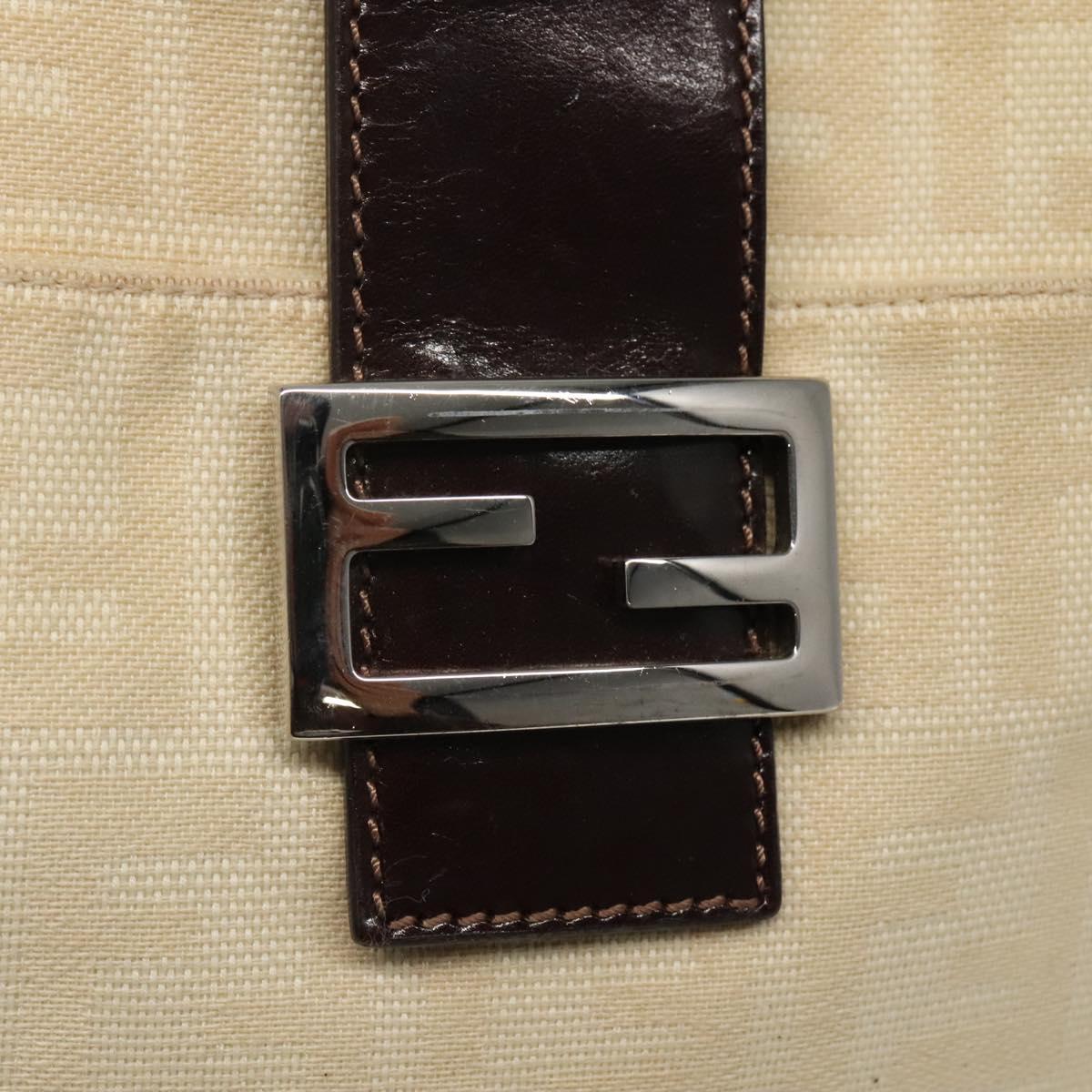 FENDI Zucca Canvas Shoulder Bag Beige Auth ep7339