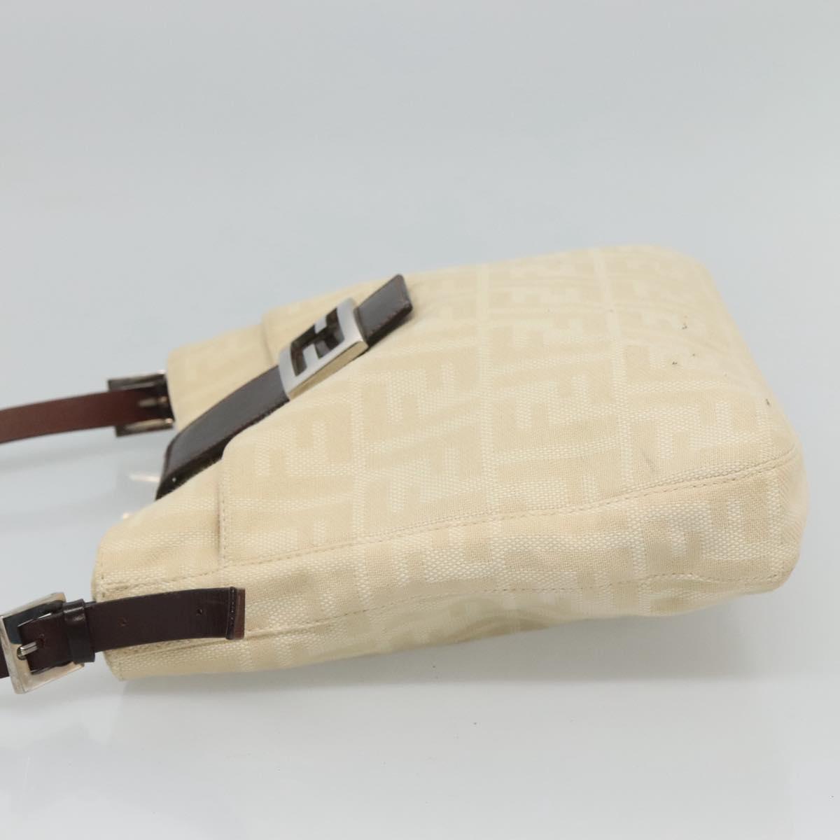 FENDI Zucca Canvas Shoulder Bag Beige Auth ep7339