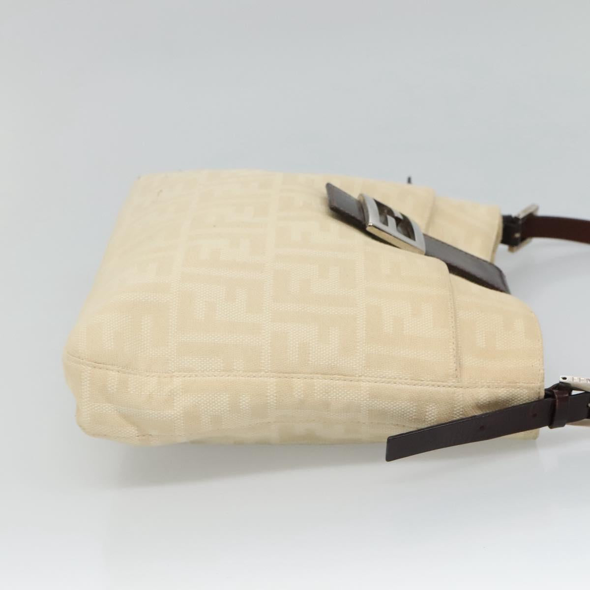 FENDI Zucca Canvas Shoulder Bag Beige Auth ep7339