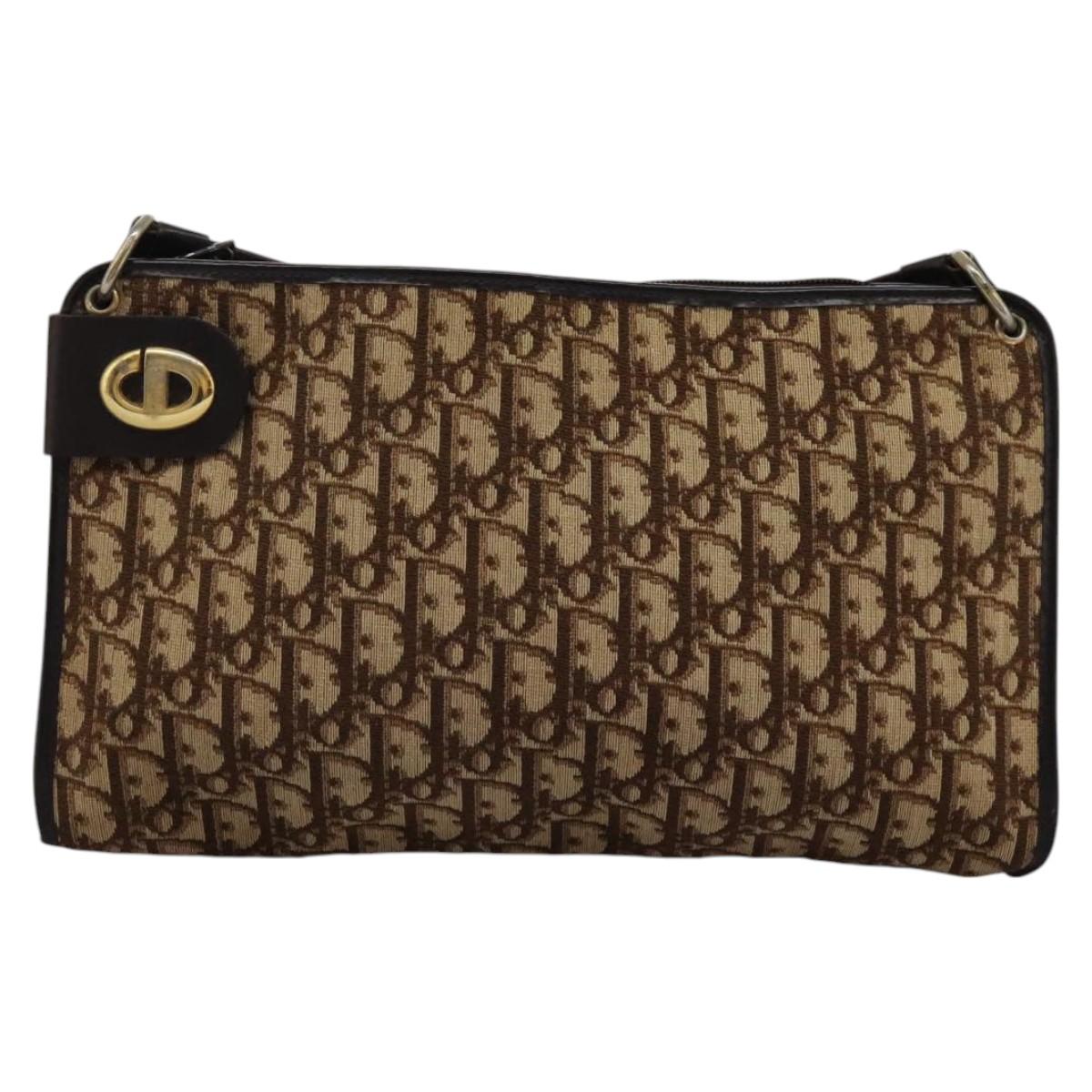 Christian Dior Trotter Canvas Shoulder Bag Brown Auth ep7344