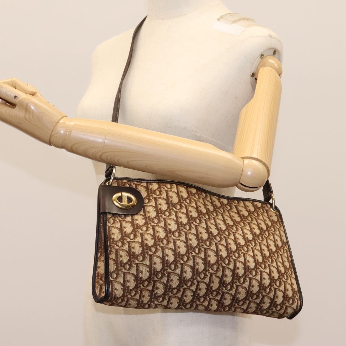 Christian Dior Trotter Canvas Shoulder Bag Brown Auth ep7344