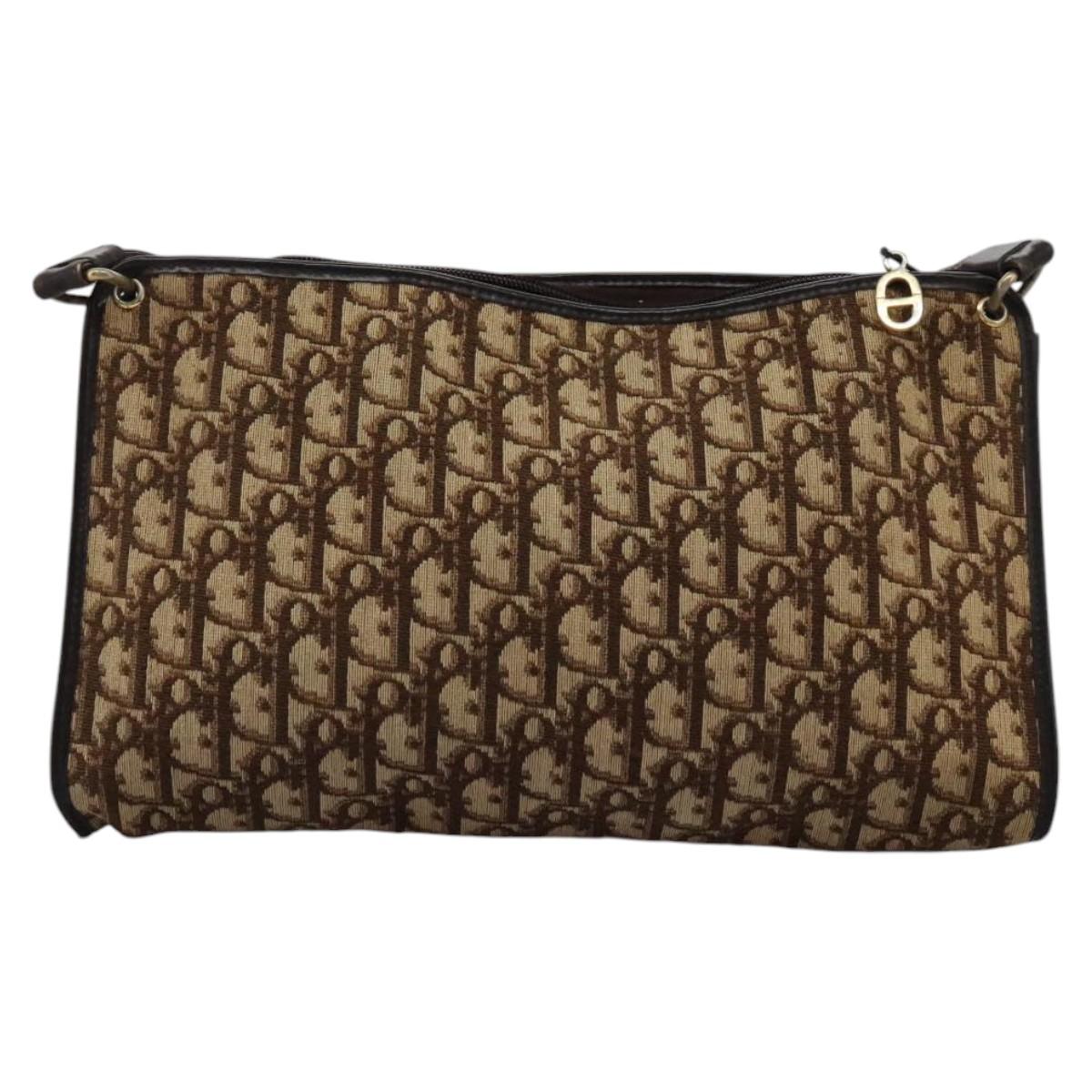 Christian Dior Trotter Canvas Shoulder Bag Brown Auth ep7344
